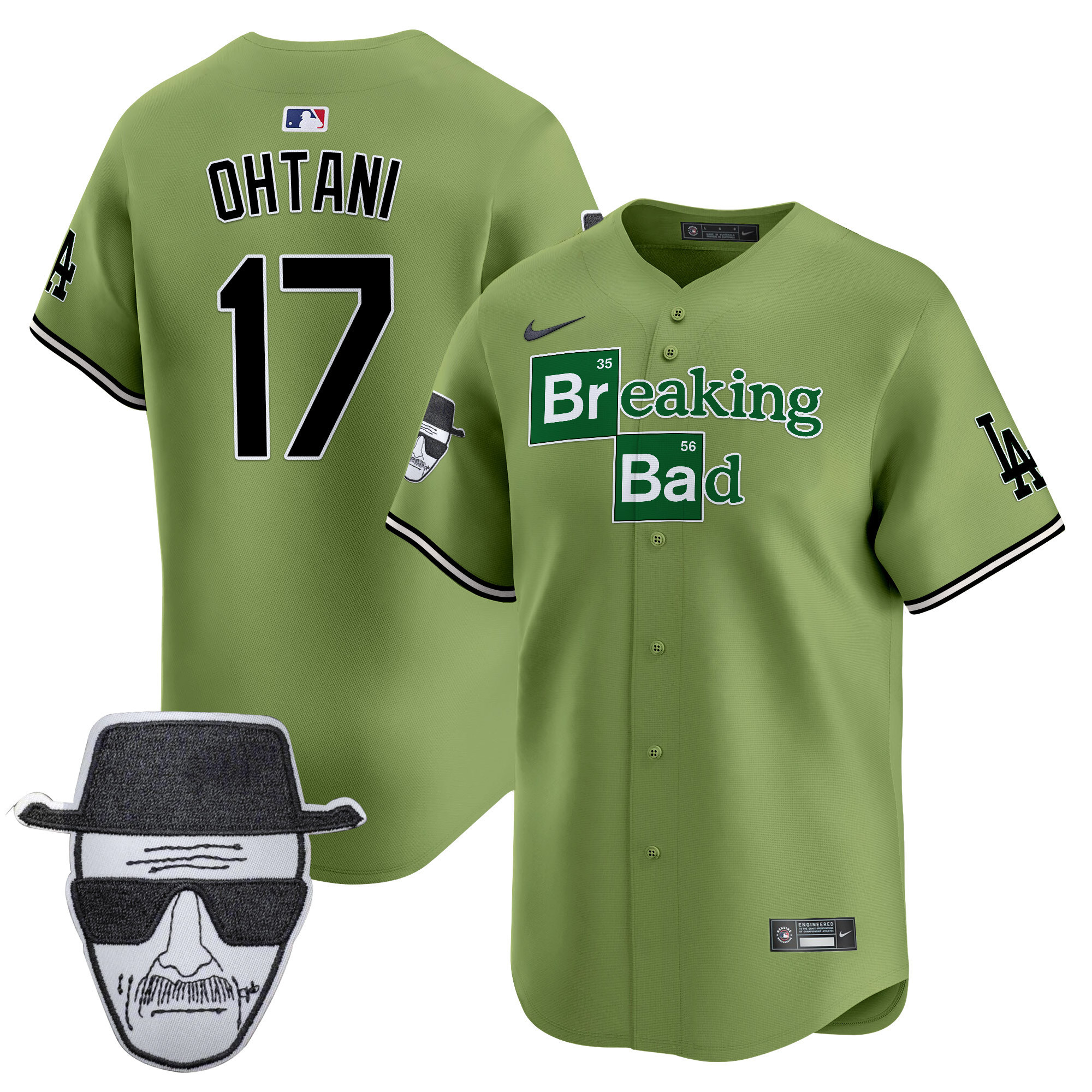 Men's Dodgers Breaking Bad Walter White Patch Vapor Premier Limited Jersey - All Stitched - Image 53