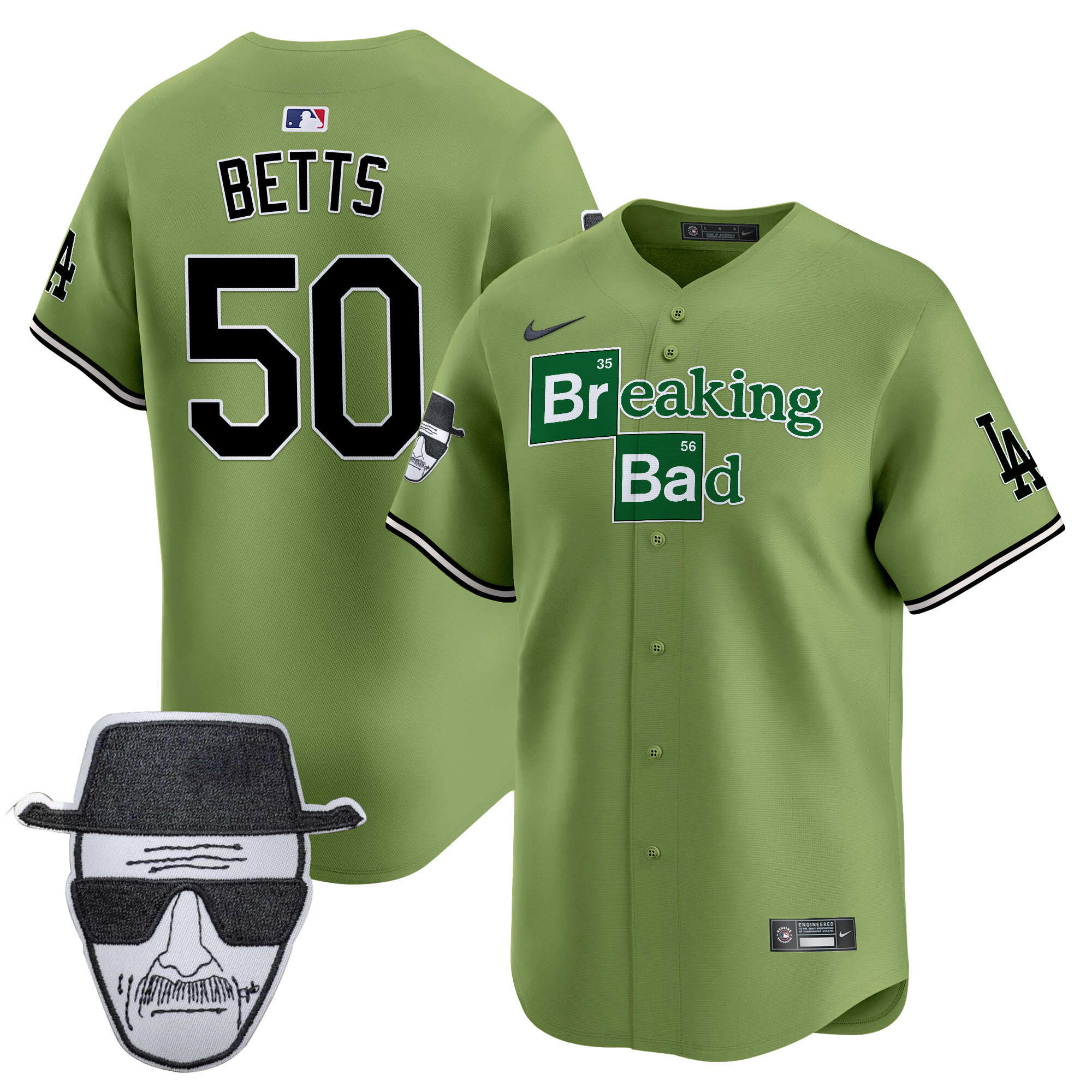 Men's Dodgers Breaking Bad Walter White Patch Vapor Premier Limited Jersey - All Stitched - Image 55