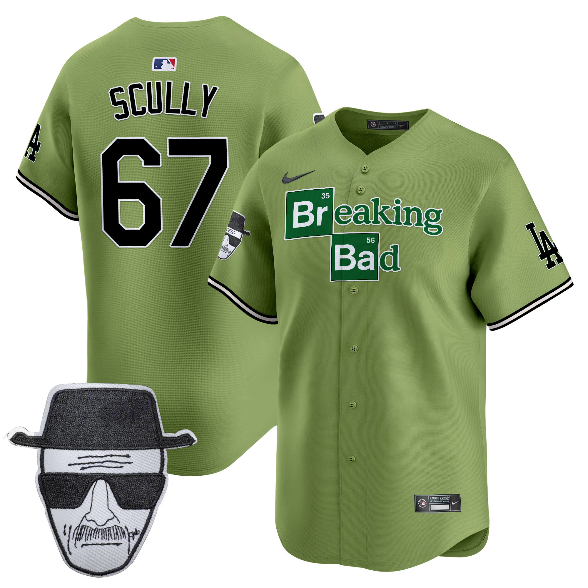 Men's Dodgers Breaking Bad Walter White Patch Vapor Premier Limited Jersey - All Stitched - Image 57