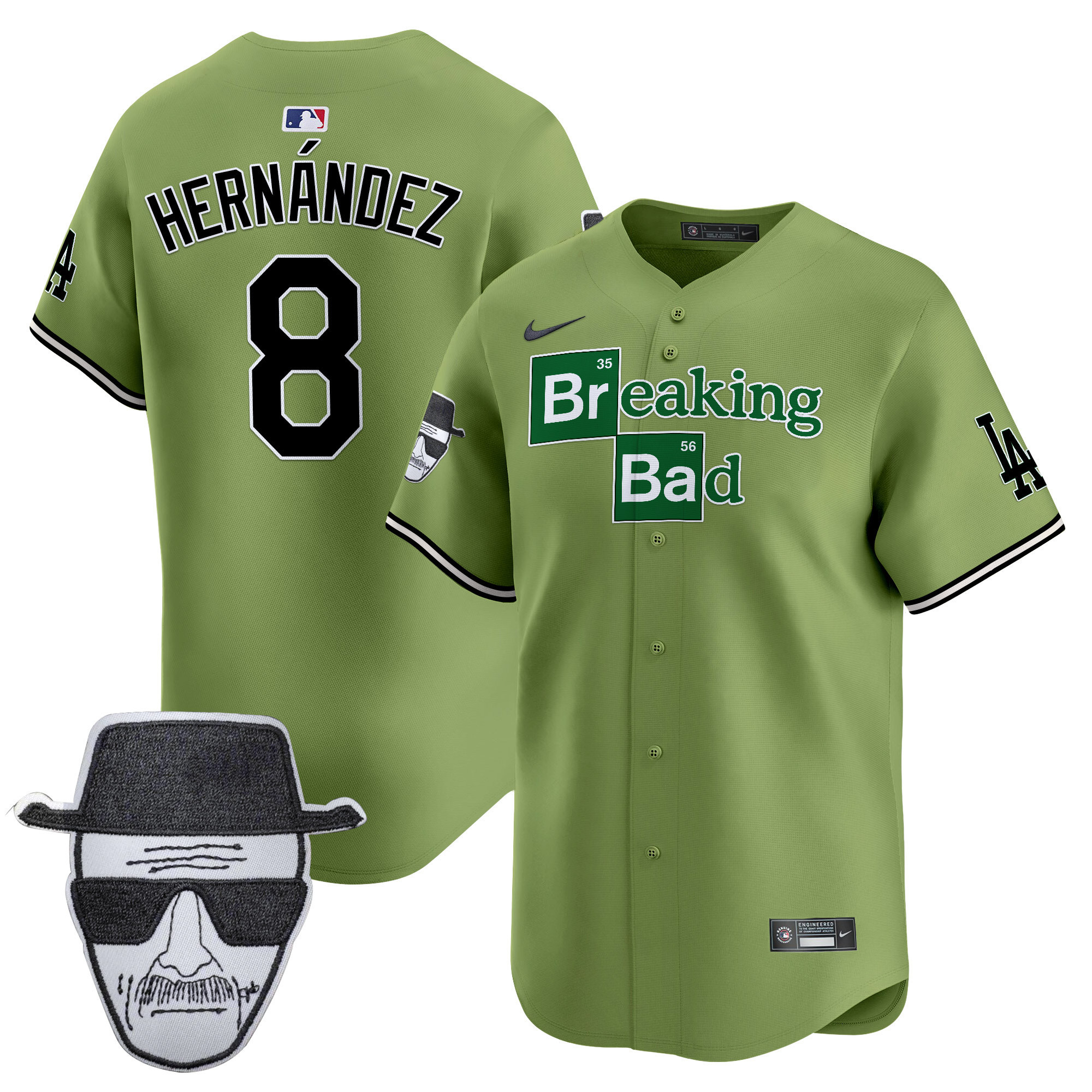 Men's Dodgers Breaking Bad Walter White Patch Vapor Premier Limited Jersey - All Stitched - Image 58