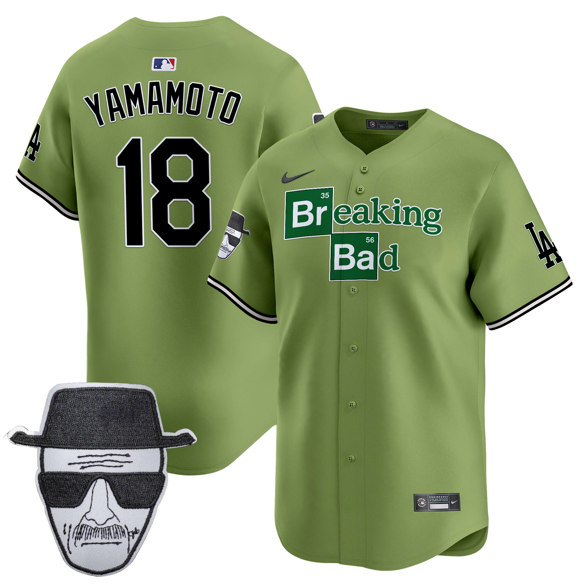 Men's Dodgers Breaking Bad Walter White Patch Vapor Premier Limited Jersey - All Stitched - Image 59