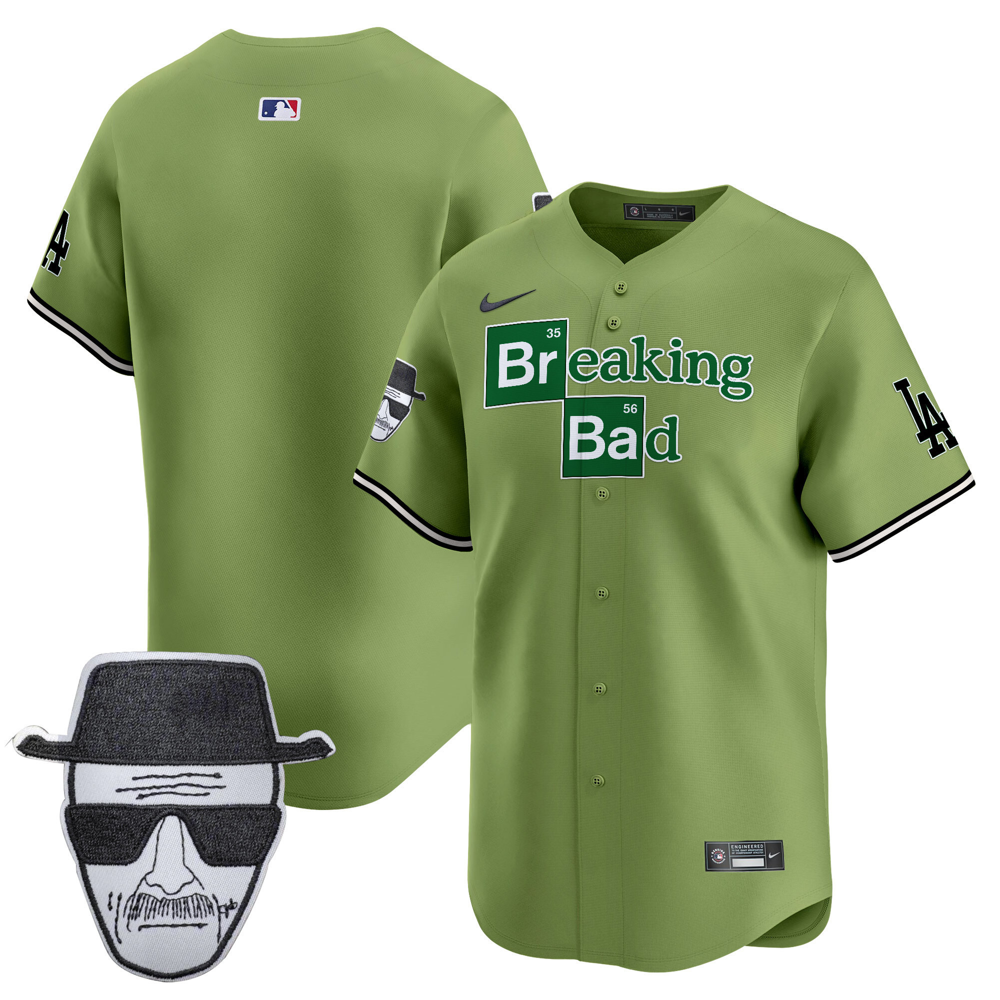 Men's Dodgers Breaking Bad Walter White Patch Vapor Premier Limited Jersey - All Stitched - Image 60