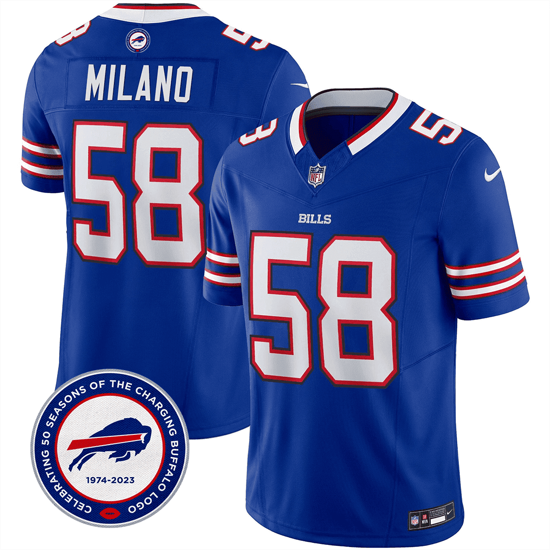 Men's Buffalo Bills 50th Charging Logo Patch Vapor Limited Jersey - All Stitched - Image 3
