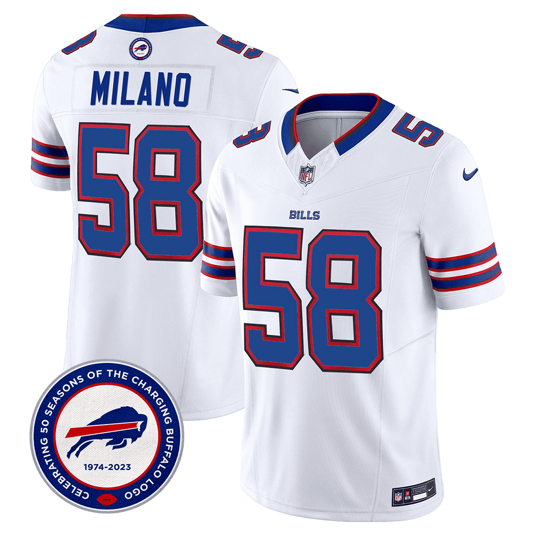 Men's Buffalo Bills 50th Charging Logo Patch Vapor Limited Jersey - All Stitched - Image 8