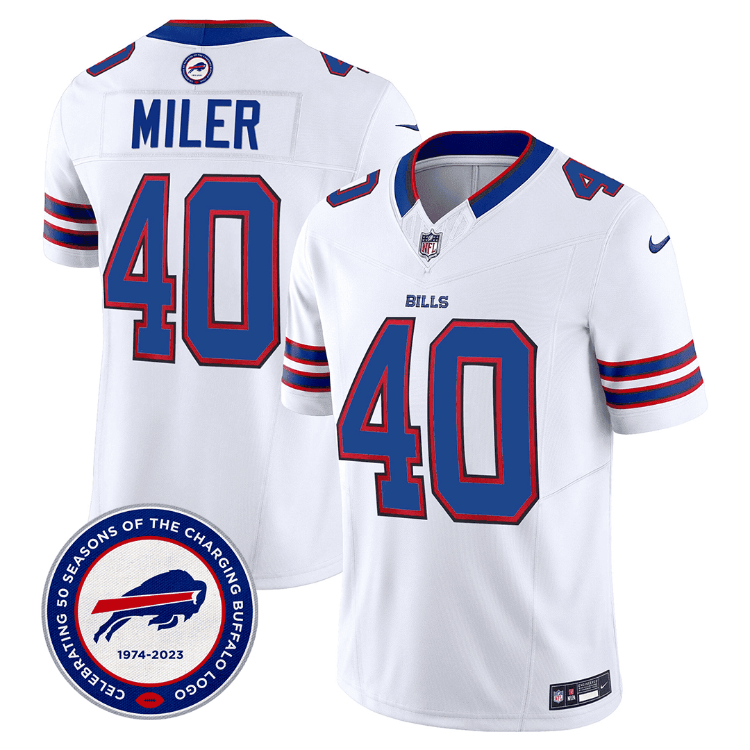 Men's Buffalo Bills 50th Charging Logo Patch Vapor Limited Jersey - All Stitched - Image 9