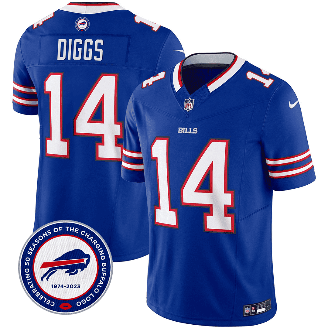 Men's Buffalo Bills 50th Charging Logo Patch Vapor Limited Jersey - All Stitched - Image 2