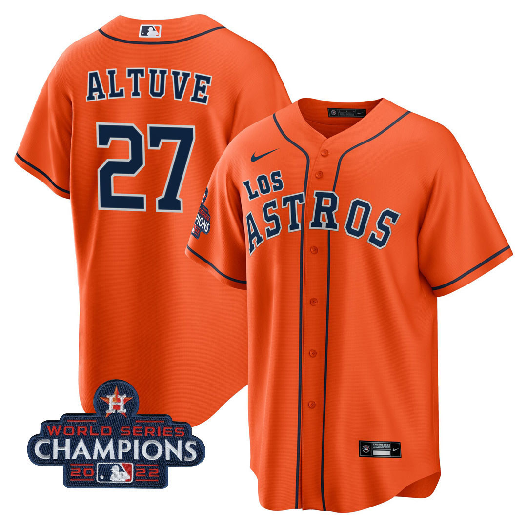 Men's Houston Astros "Los Astros" Hispanic Heritage Champions Patch Jersey - All Stitched - Image 9