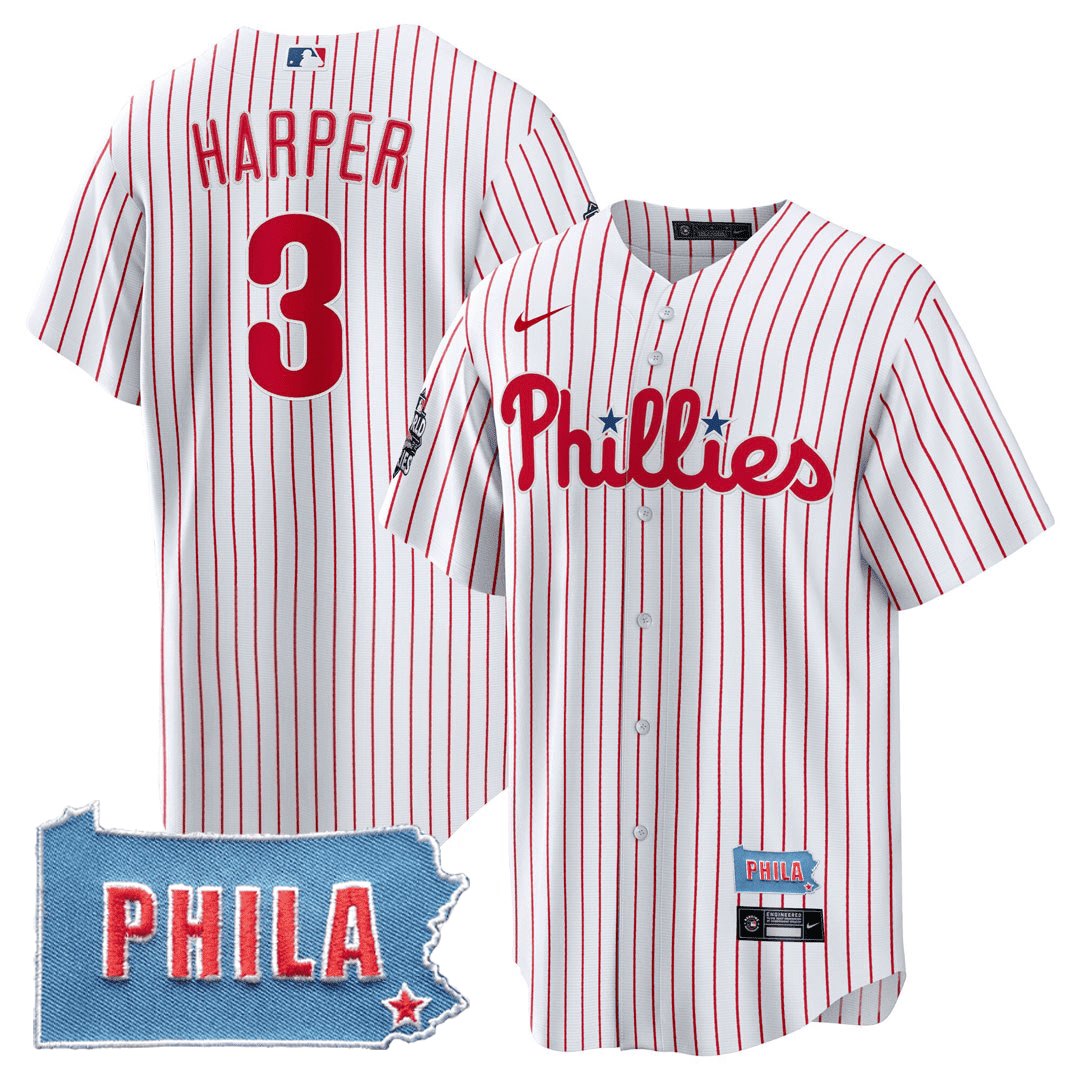 Men's Philadelphia Phillies PHILA PA State Patch Jersey - All Stitched - Image 4
