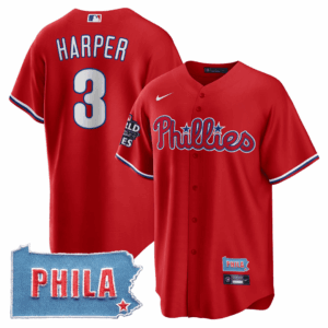 Men's Philadelphia Phillies PHILA PA State Patch Jersey - All Stitched