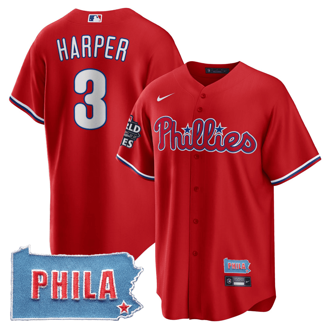 Men's Philadelphia Phillies PHILA PA State Patch Jersey - All Stitched