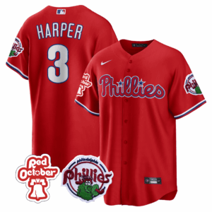 Men's Philadelphia Phillies Red October Patch Cool Base Jersey - All Stitched