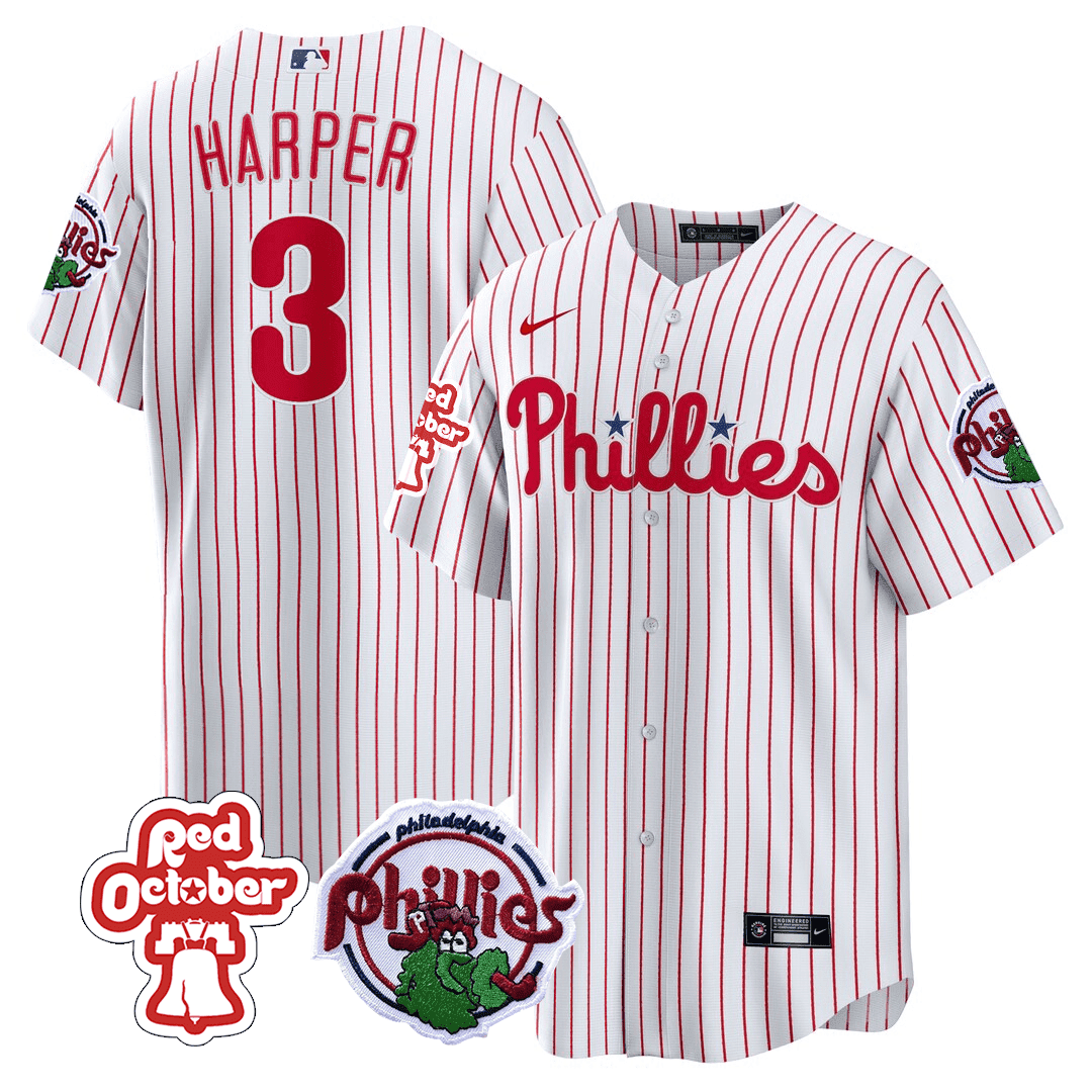 Men's Philadelphia Phillies Red October Patch Cool Base Jersey - All Stitched - Image 8