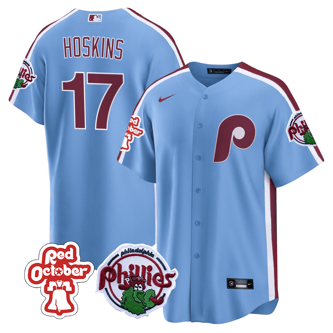 Men's Philadelphia Phillies Red October Patch Cool Base Jersey - All Stitched - Image 17