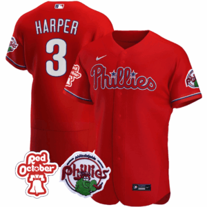 Men's Philadelphia Phillies Red October Patch Flex Base Jersey - All Stitched