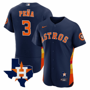 Men's Houston Astros Texas State Patch Jersey - Navy - All Stitched