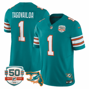 Men's Miami DolphinsThrowback 50th Perfect Season & Florida Patch Vapor Jersey