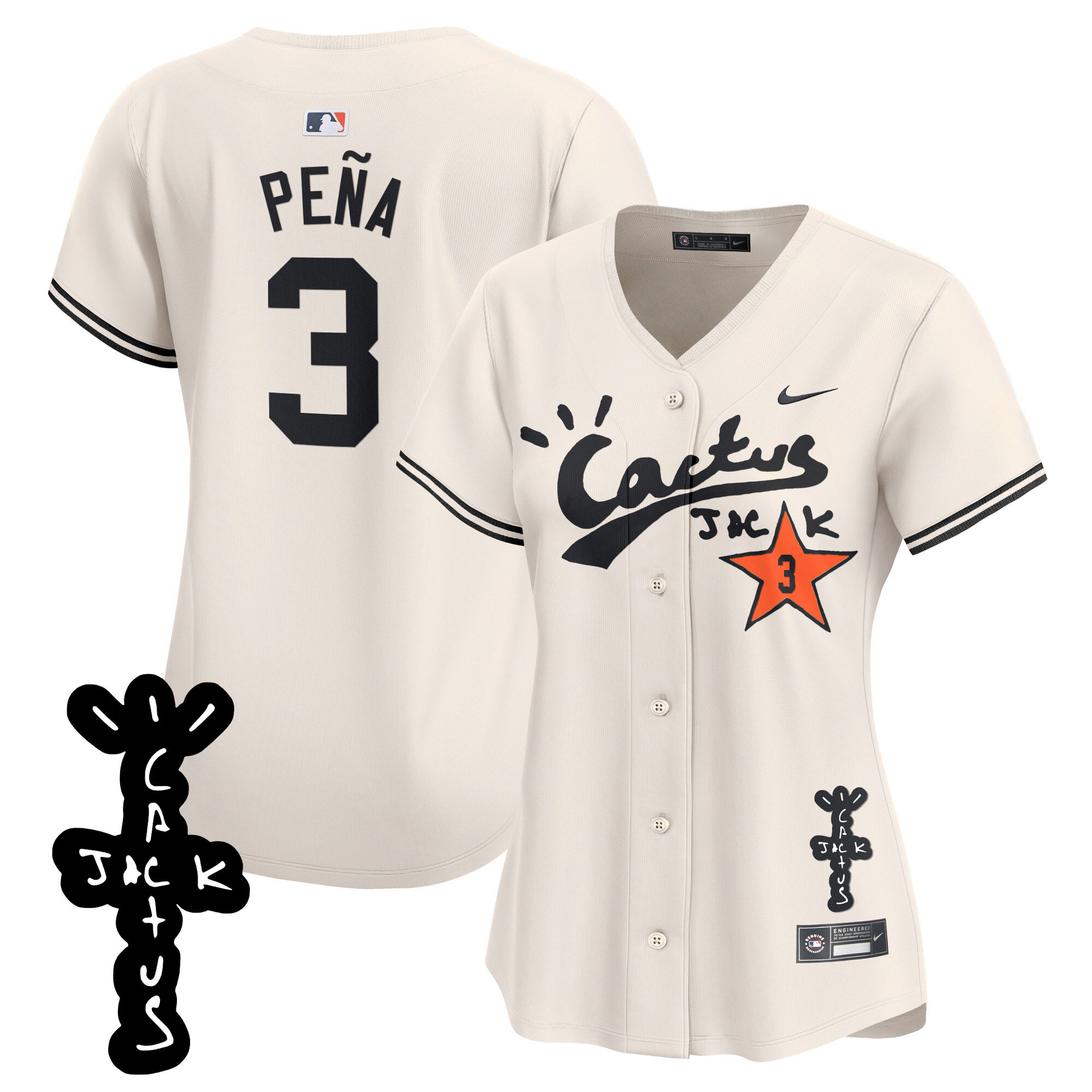 Women's Astros Cactus Jack Patch Vapor Premier Limited Jersey V2 - All Stitched - Image 3