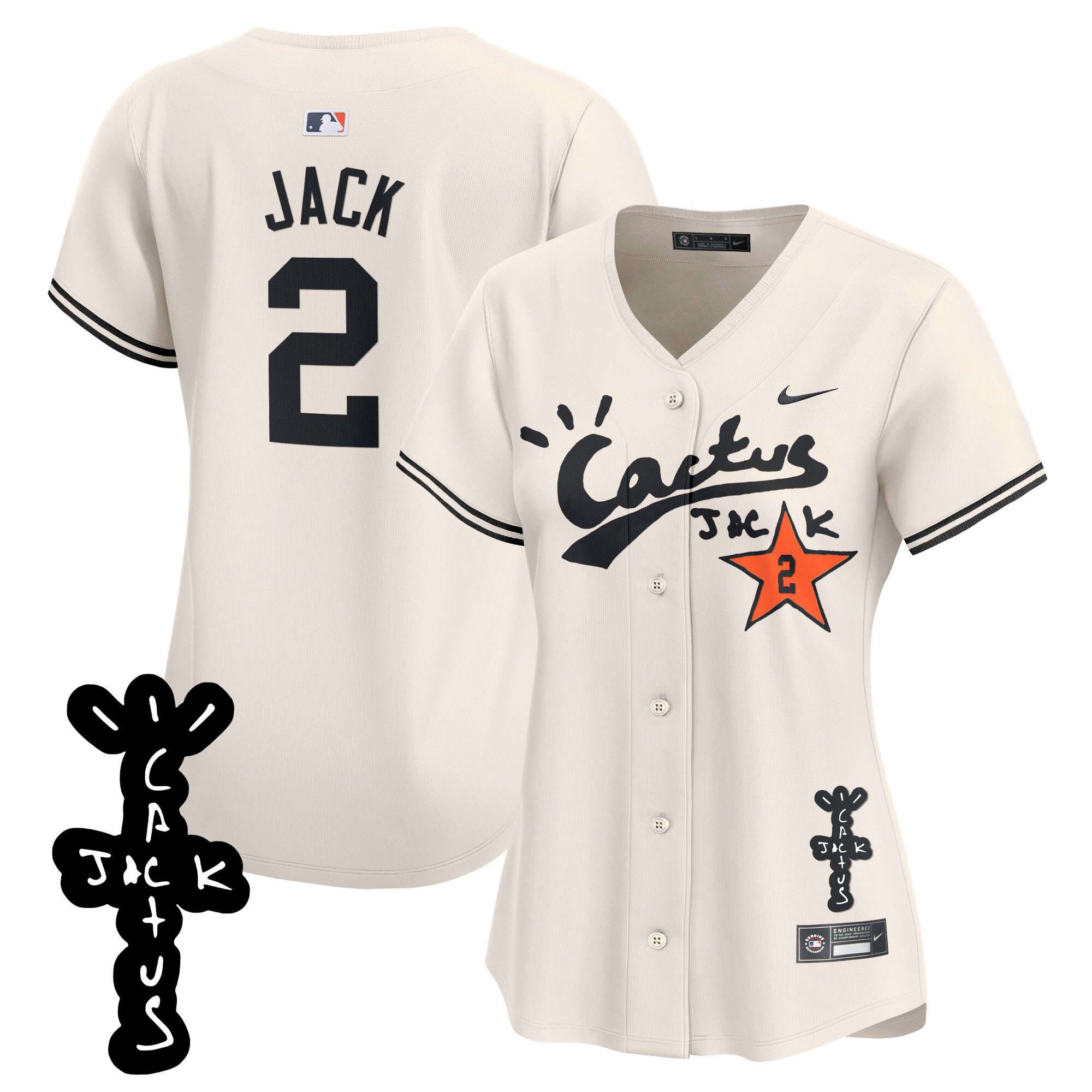 Women's Astros Cactus Jack Patch Vapor Premier Limited Jersey V2 - All Stitched - Image 2