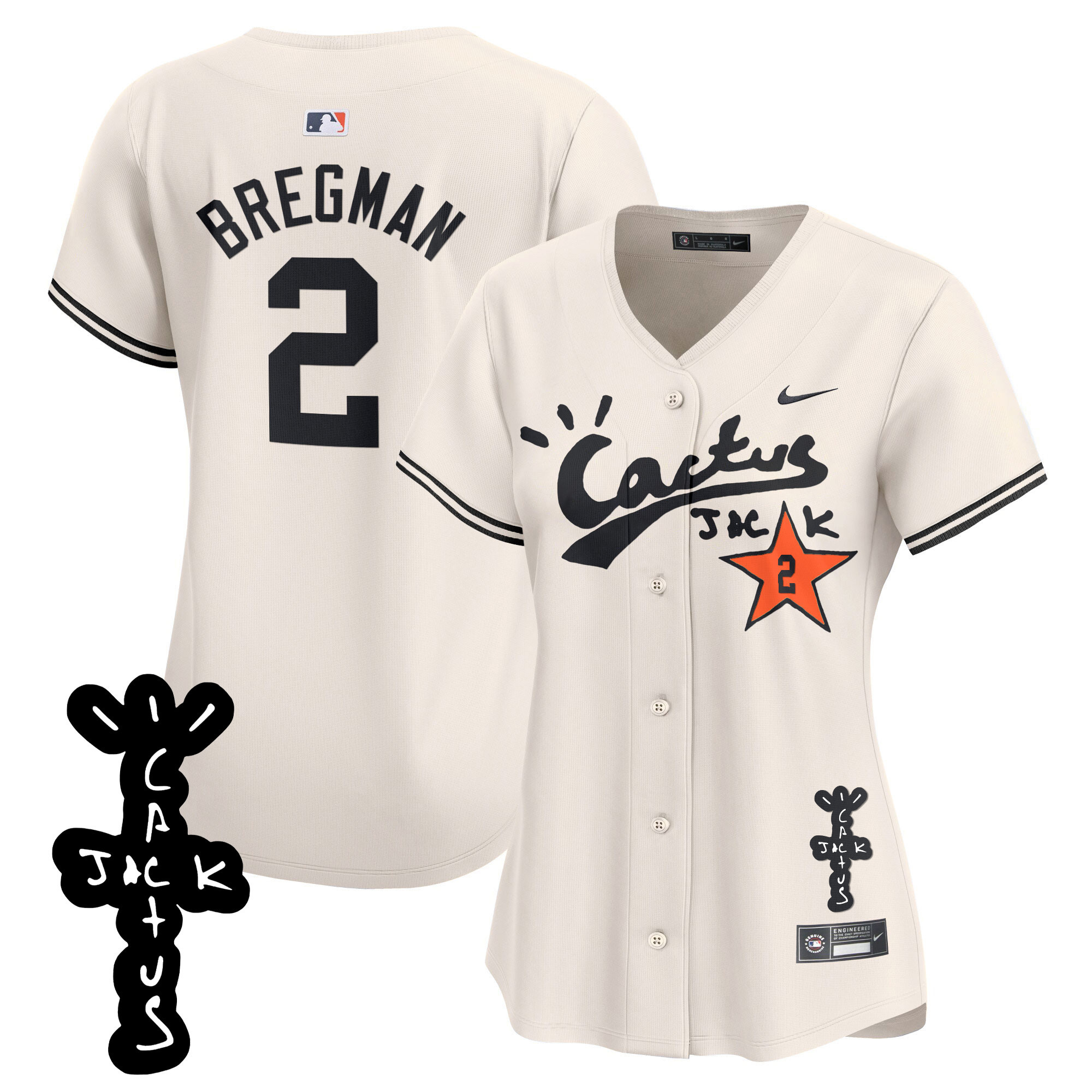 Women's Astros Cactus Jack Patch Vapor Premier Limited Jersey V2 - All Stitched - Image 4