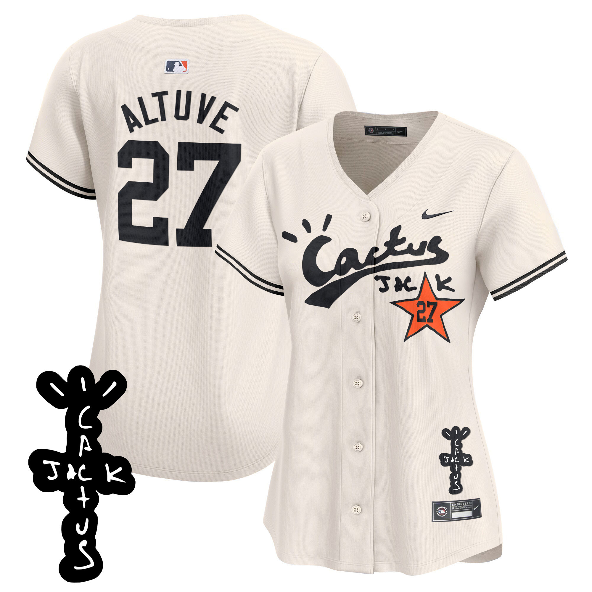 Women's Astros Cactus Jack Patch Vapor Premier Limited Jersey V2 - All Stitched - Image 5