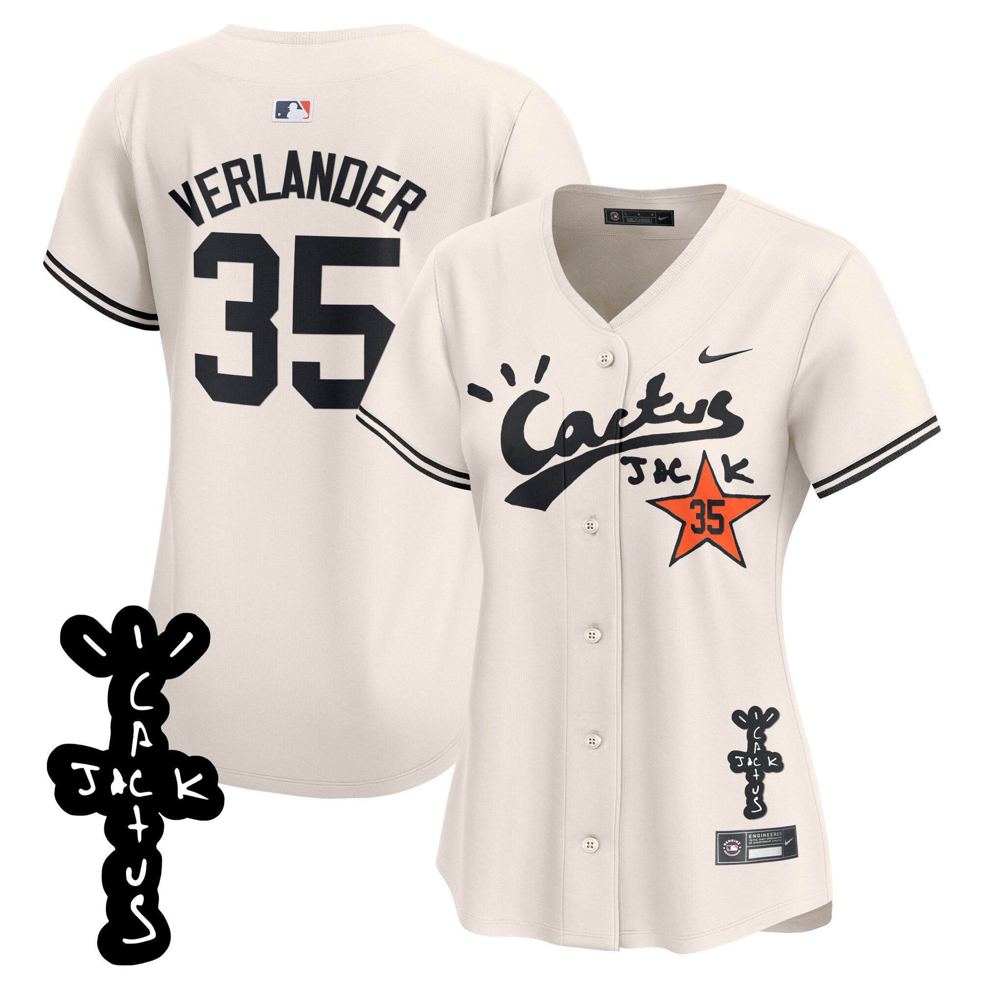 Women's Astros Cactus Jack Patch Vapor Premier Limited Jersey V2 - All Stitched - Image 7