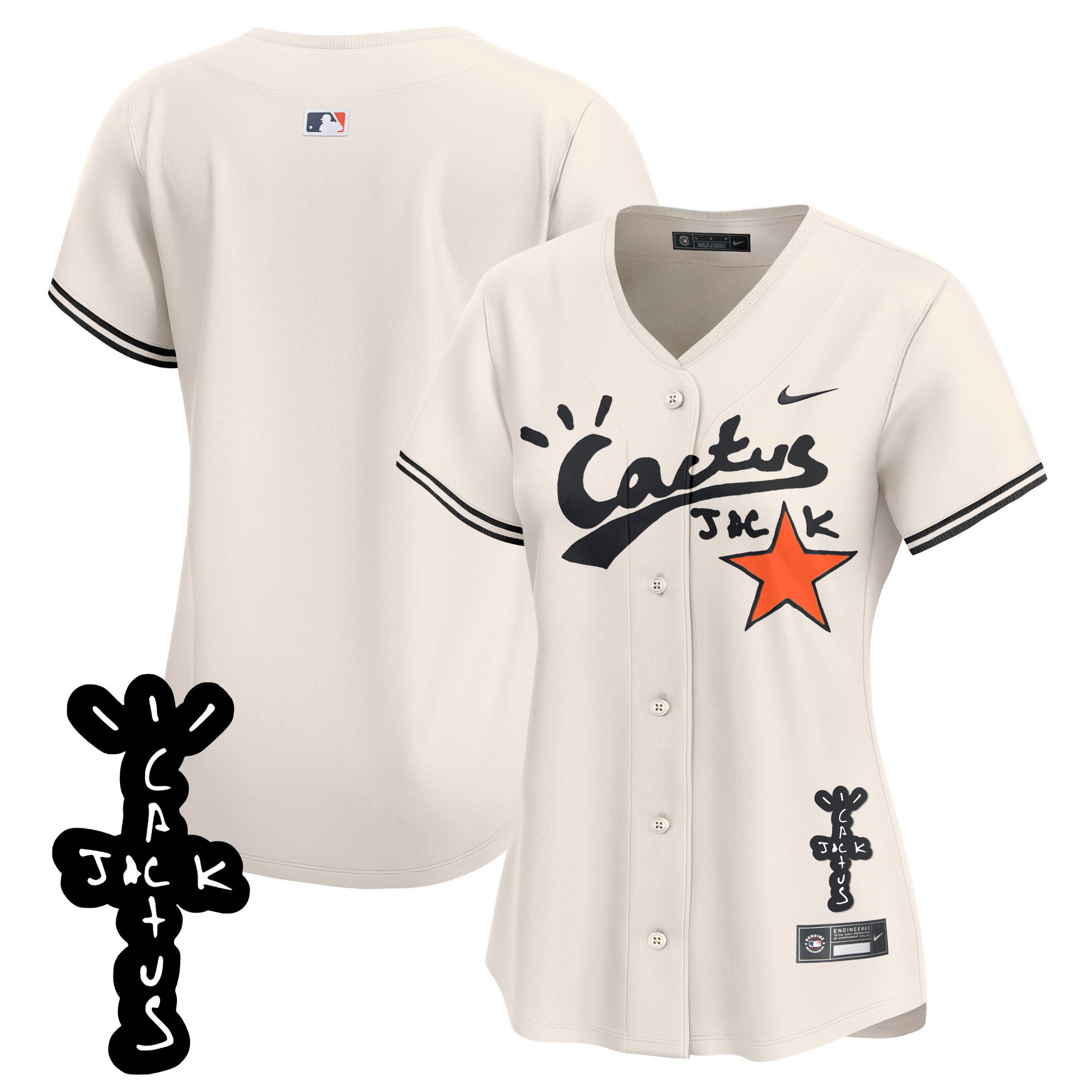 Women's Astros Cactus Jack Patch Vapor Premier Limited Jersey V2 - All Stitched - Image 9