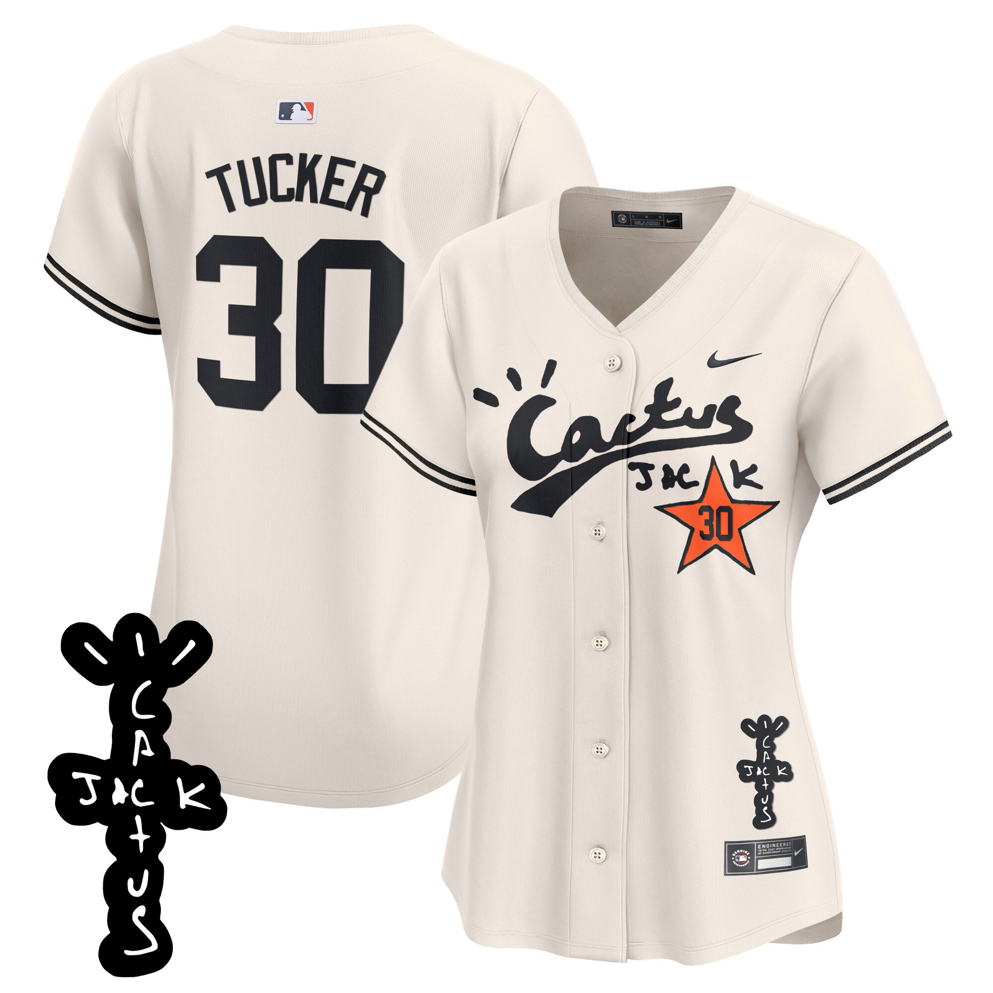 Women's Astros Cactus Jack Patch Vapor Premier Limited Jersey V2 - All Stitched - Image 8