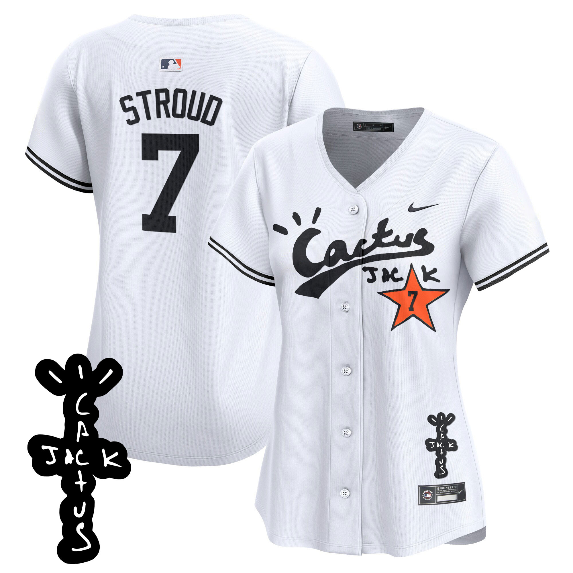 Women's Astros Cactus Jack Patch Vapor Premier Limited Jersey V2 - All Stitched - Image 10