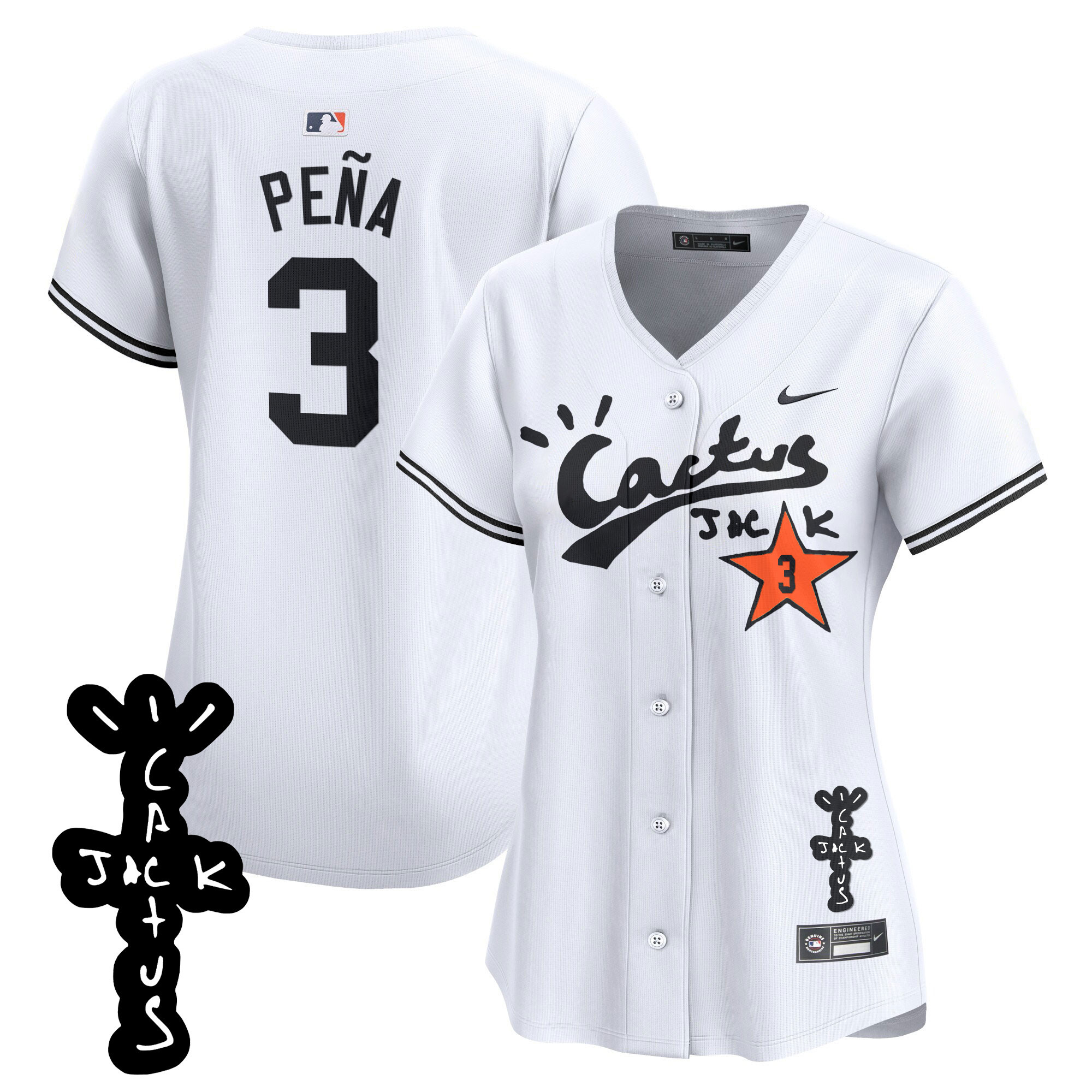 Women's Astros Cactus Jack Patch Vapor Premier Limited Jersey V2 - All Stitched - Image 12