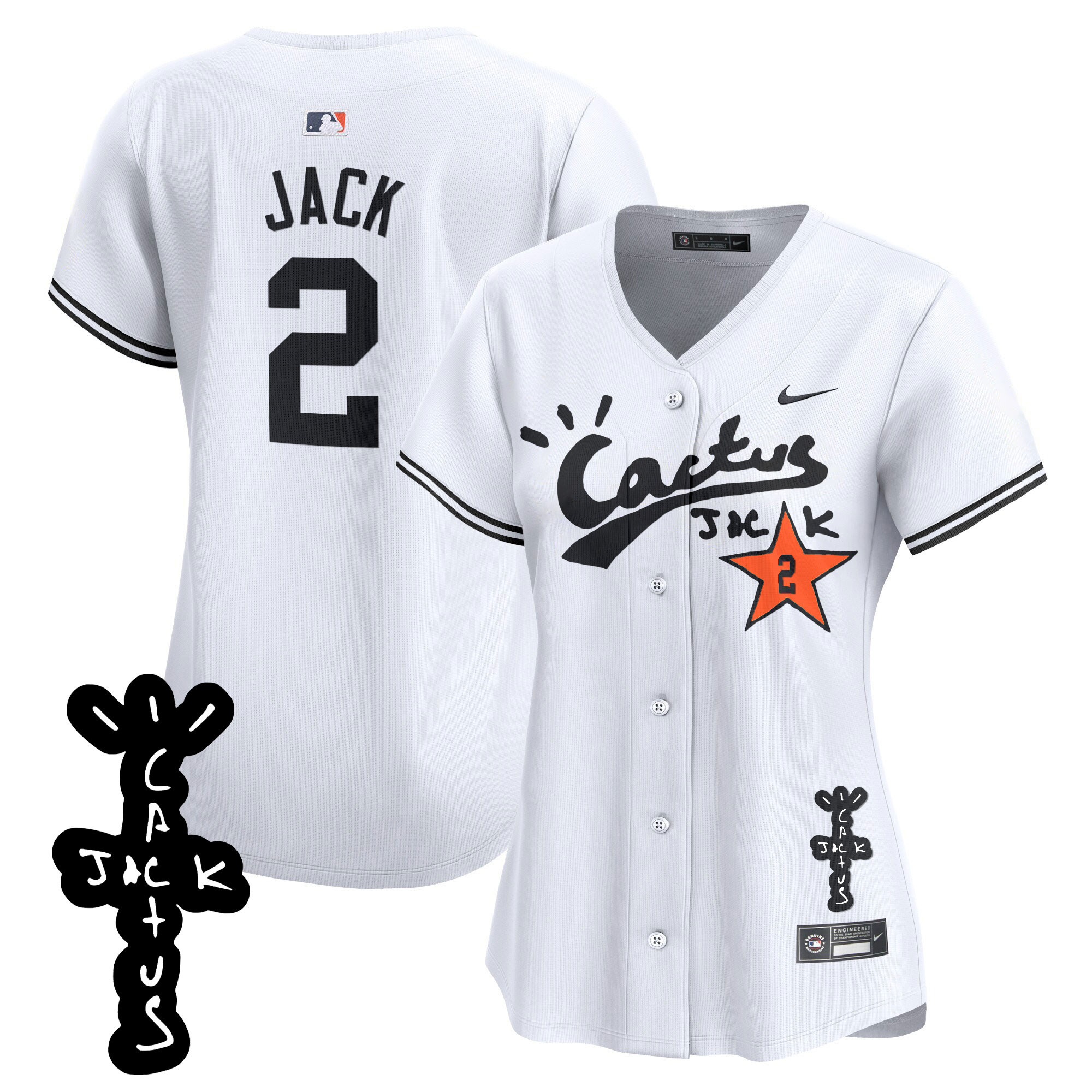 Women's Astros Cactus Jack Patch Vapor Premier Limited Jersey V2 - All Stitched - Image 11
