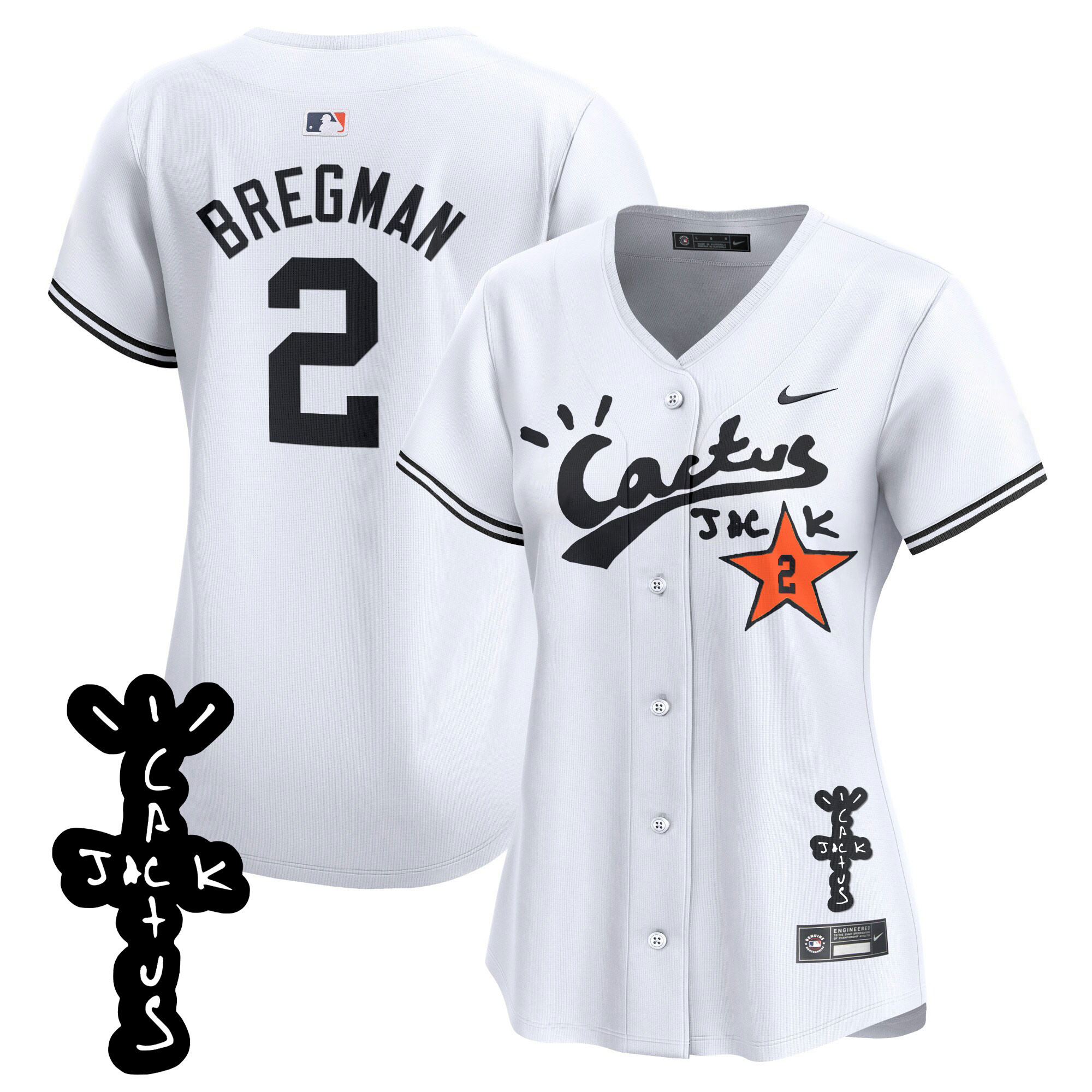 Women's Astros Cactus Jack Patch Vapor Premier Limited Jersey V2 - All Stitched - Image 13