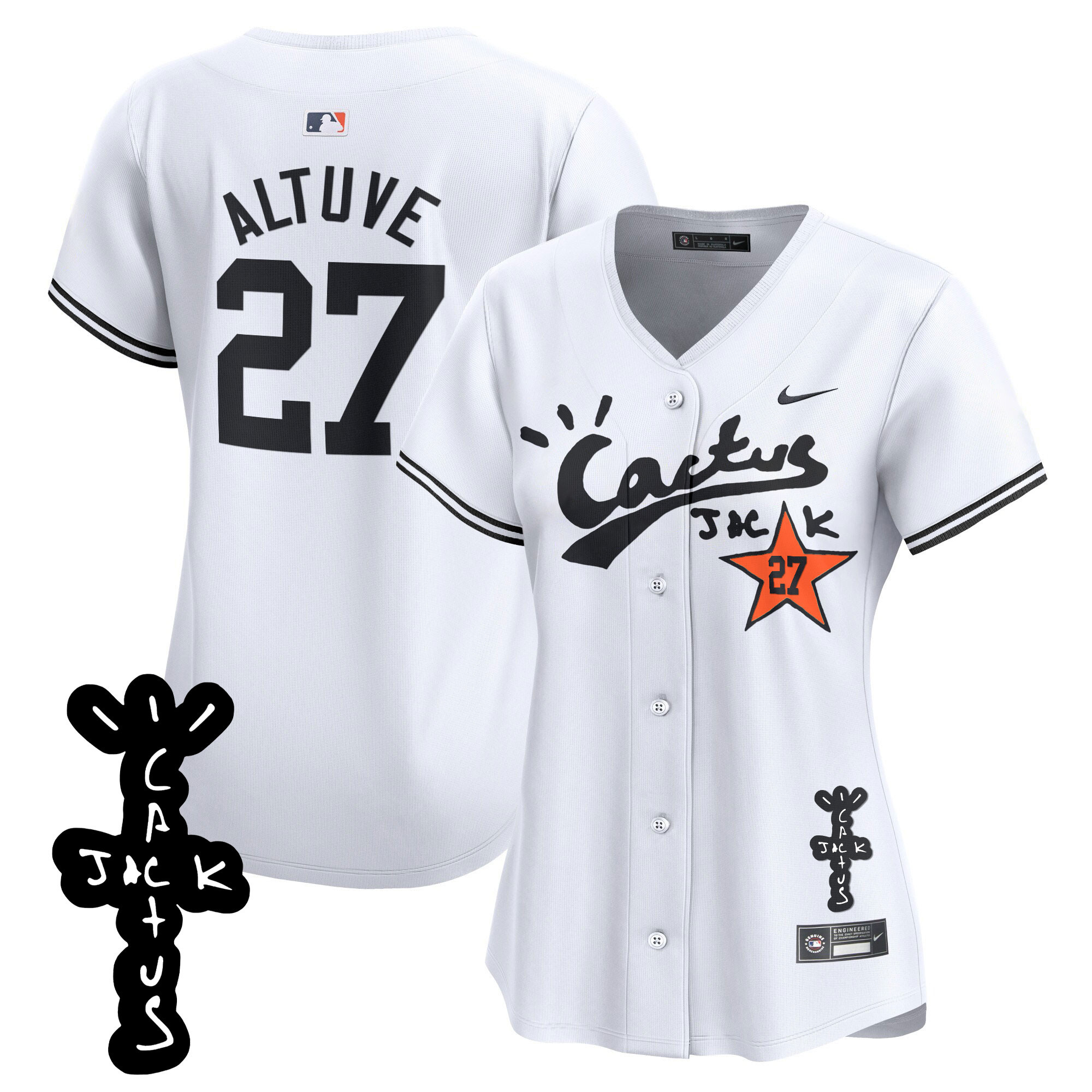 Women's Astros Cactus Jack Patch Vapor Premier Limited Jersey V2 - All Stitched - Image 14