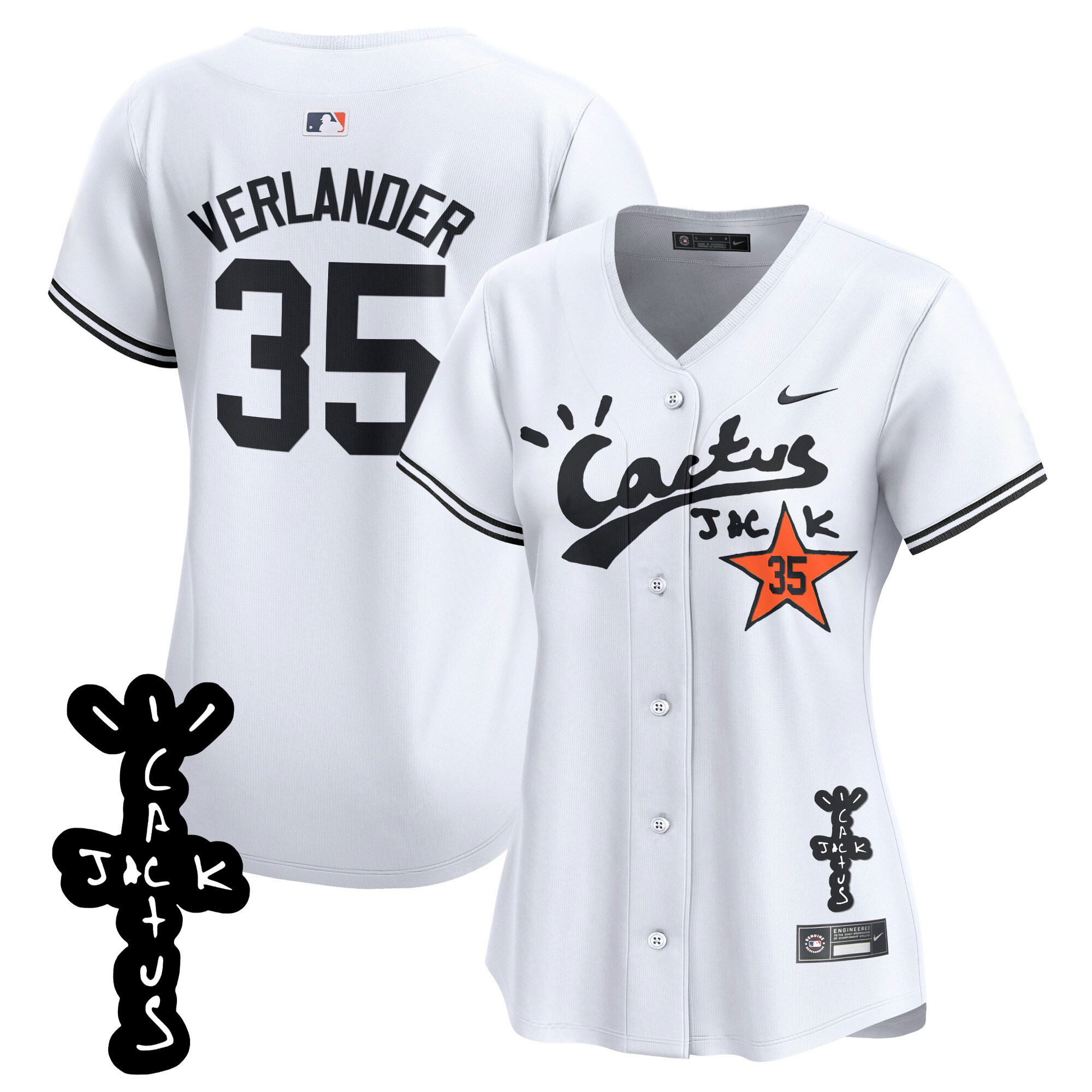 Women's Astros Cactus Jack Patch Vapor Premier Limited Jersey V2 - All Stitched - Image 16
