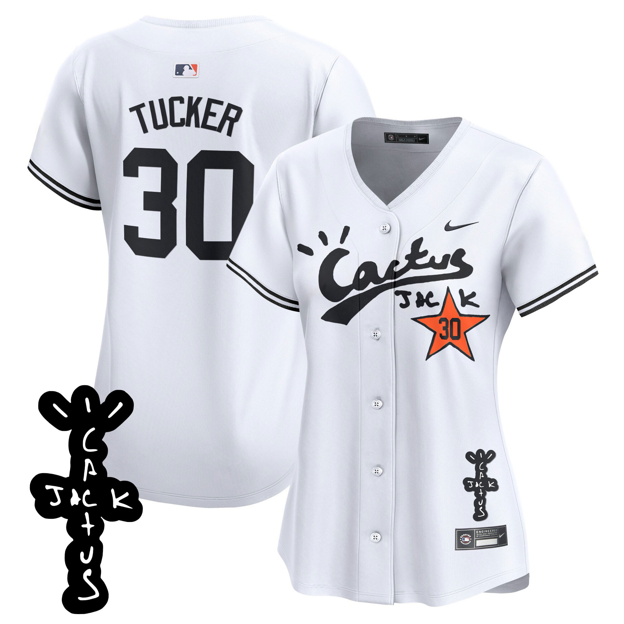 Women's Astros Cactus Jack Patch Vapor Premier Limited Jersey V2 - All Stitched - Image 17