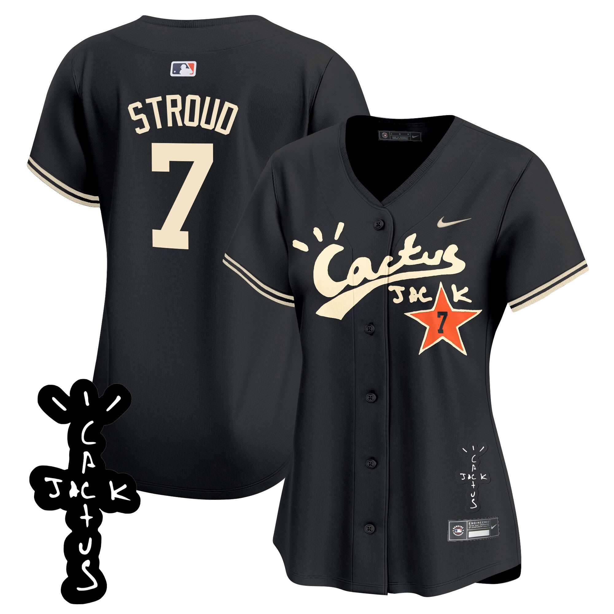 Women's Astros Cactus Jack Patch Vapor Premier Limited Jersey V2 - All Stitched - Image 19