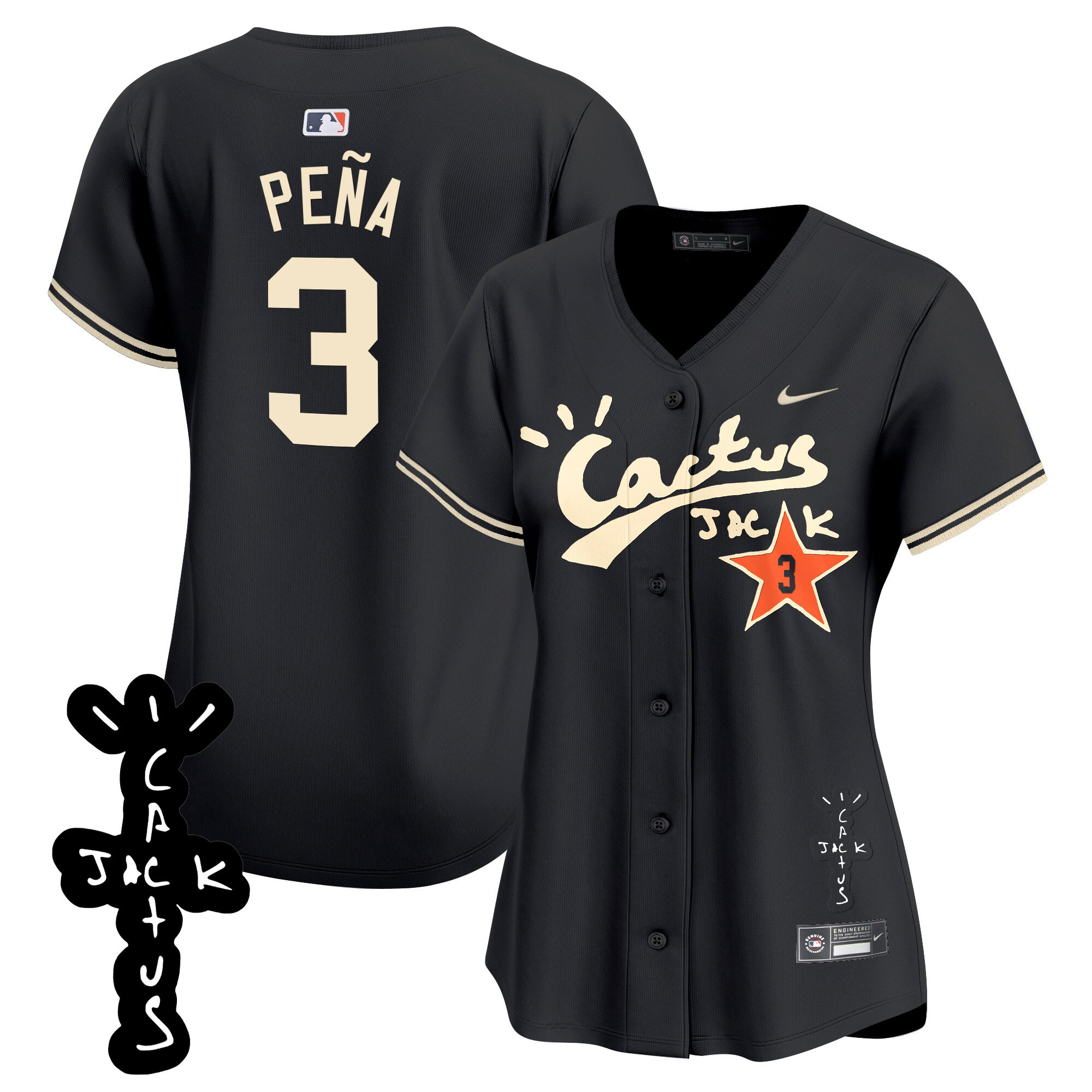 Women's Astros Cactus Jack Patch Vapor Premier Limited Jersey V2 - All Stitched - Image 21