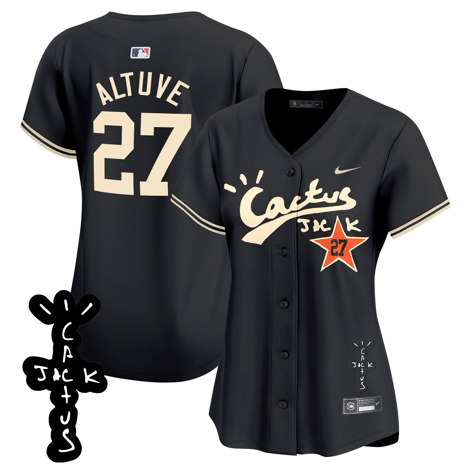 Women's Astros Cactus Jack Patch Vapor Premier Limited Jersey V2 - All Stitched - Image 23