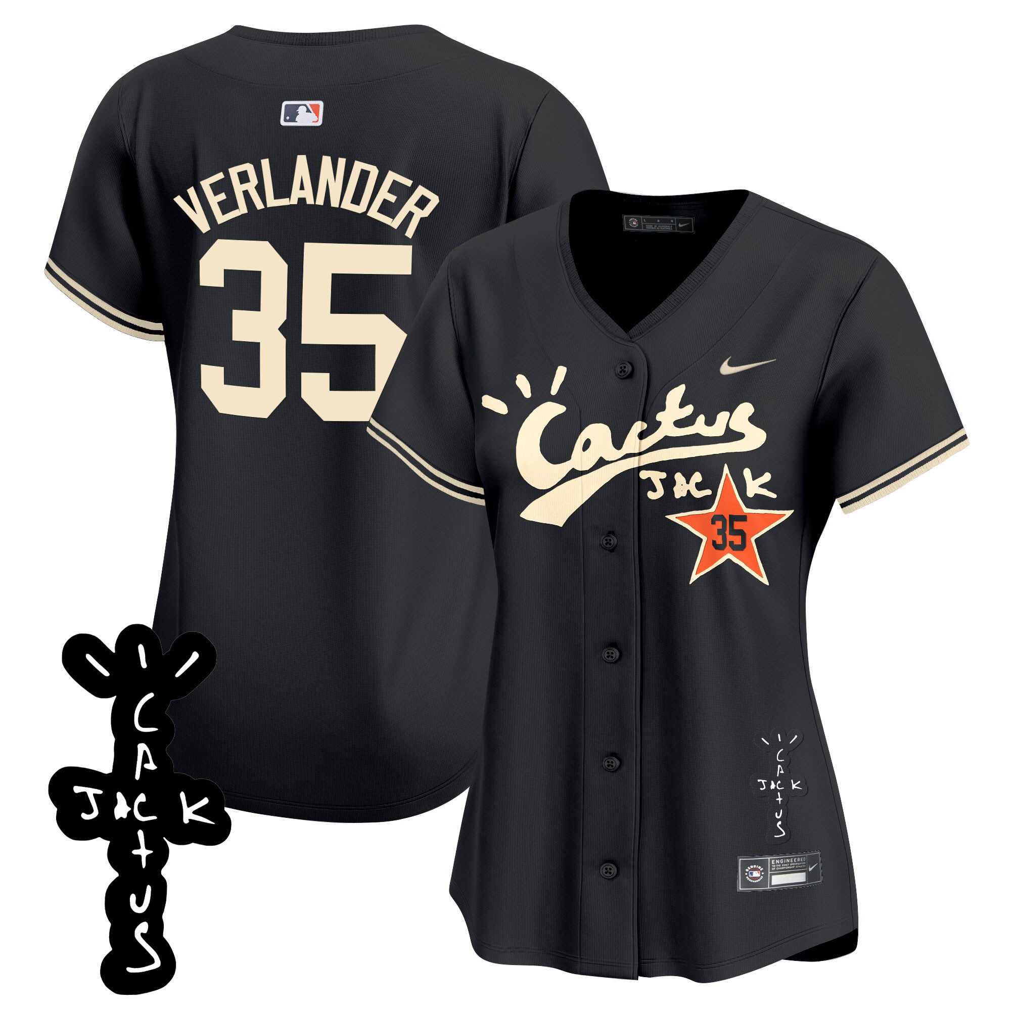Women's Astros Cactus Jack Patch Vapor Premier Limited Jersey V2 - All Stitched - Image 25