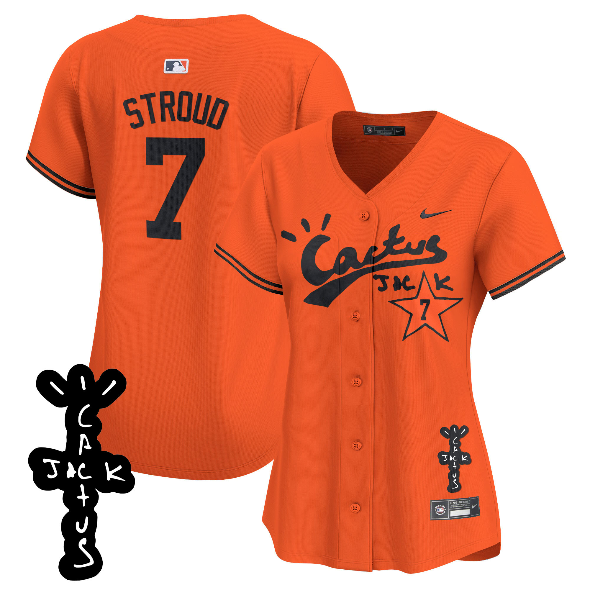 Women's Astros Cactus Jack Patch Vapor Premier Limited Jersey V2 - All Stitched - Image 28
