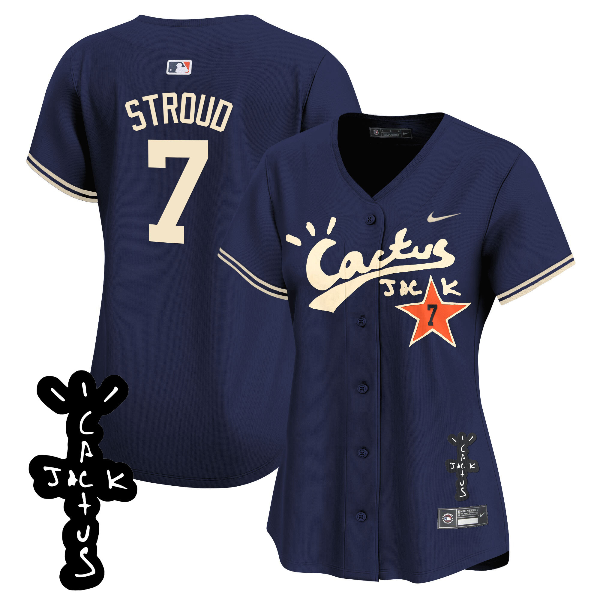 Women's Astros Cactus Jack Patch Vapor Premier Limited Jersey V2 - All Stitched - Image 37