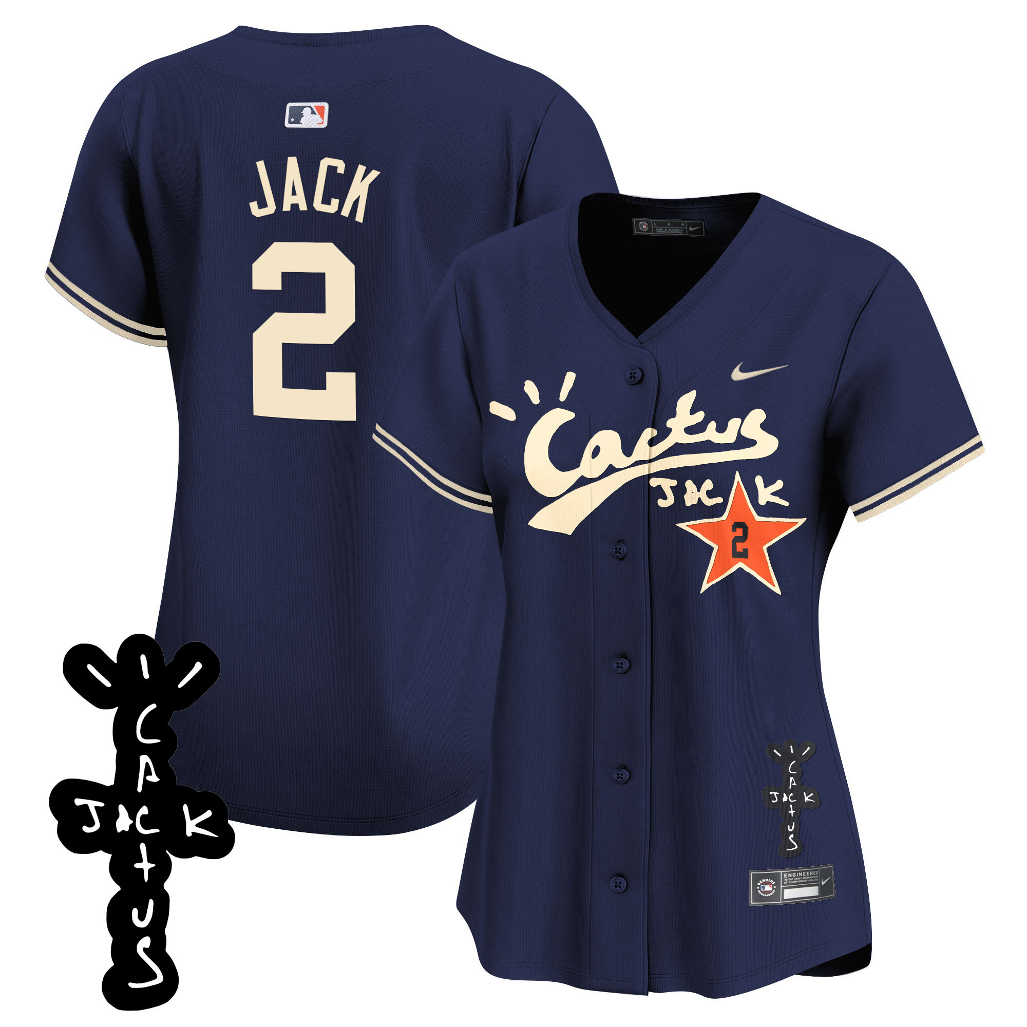 Women's Astros Cactus Jack Patch Vapor Premier Limited Jersey V2 - All Stitched - Image 38