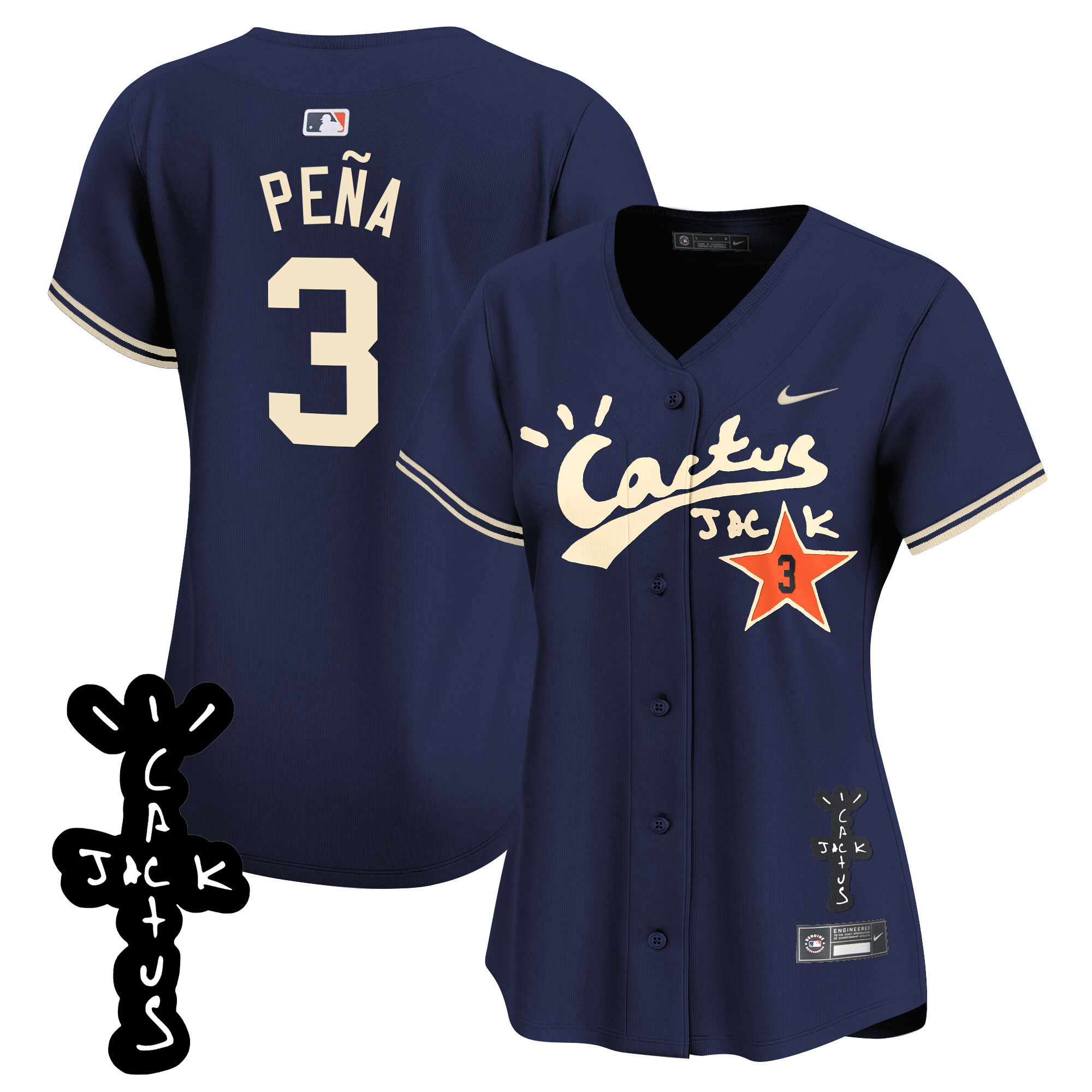 Women's Astros Cactus Jack Patch Vapor Premier Limited Jersey V2 - All Stitched - Image 39