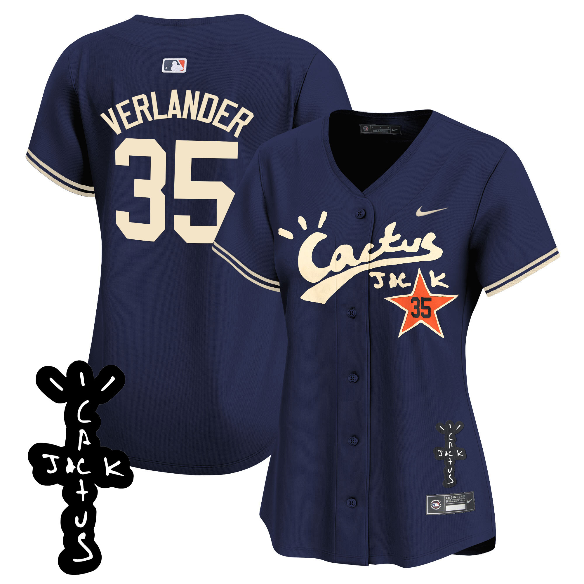 Women's Astros Cactus Jack Patch Vapor Premier Limited Jersey V2 - All Stitched - Image 43