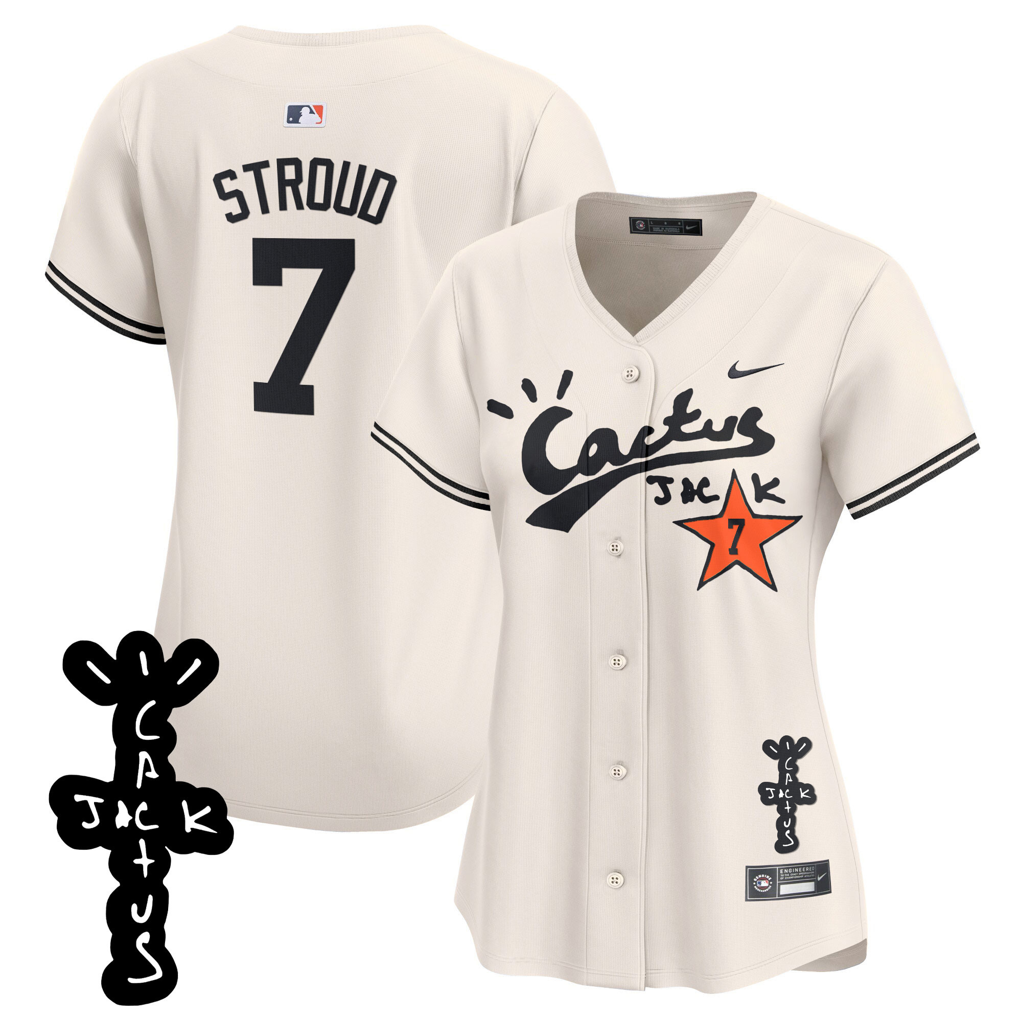 Women's Astros Cactus Jack Patch Vapor Premier Limited Jersey V2 - All Stitched