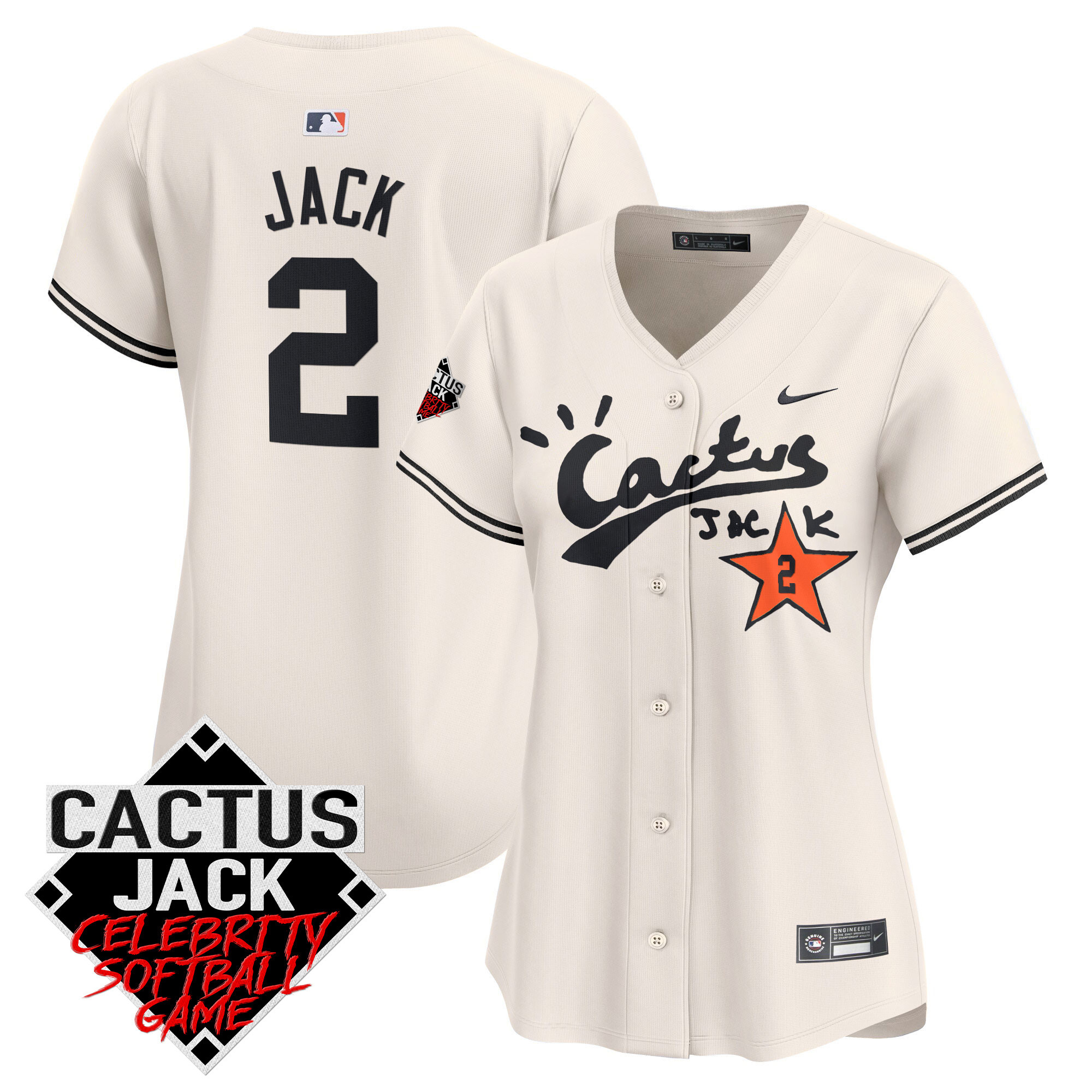 Women's Astros Cactus Jack Celebrity Softball Game Patch Vapor Premier Limited Jersey V2 - All Stitched - Image 2