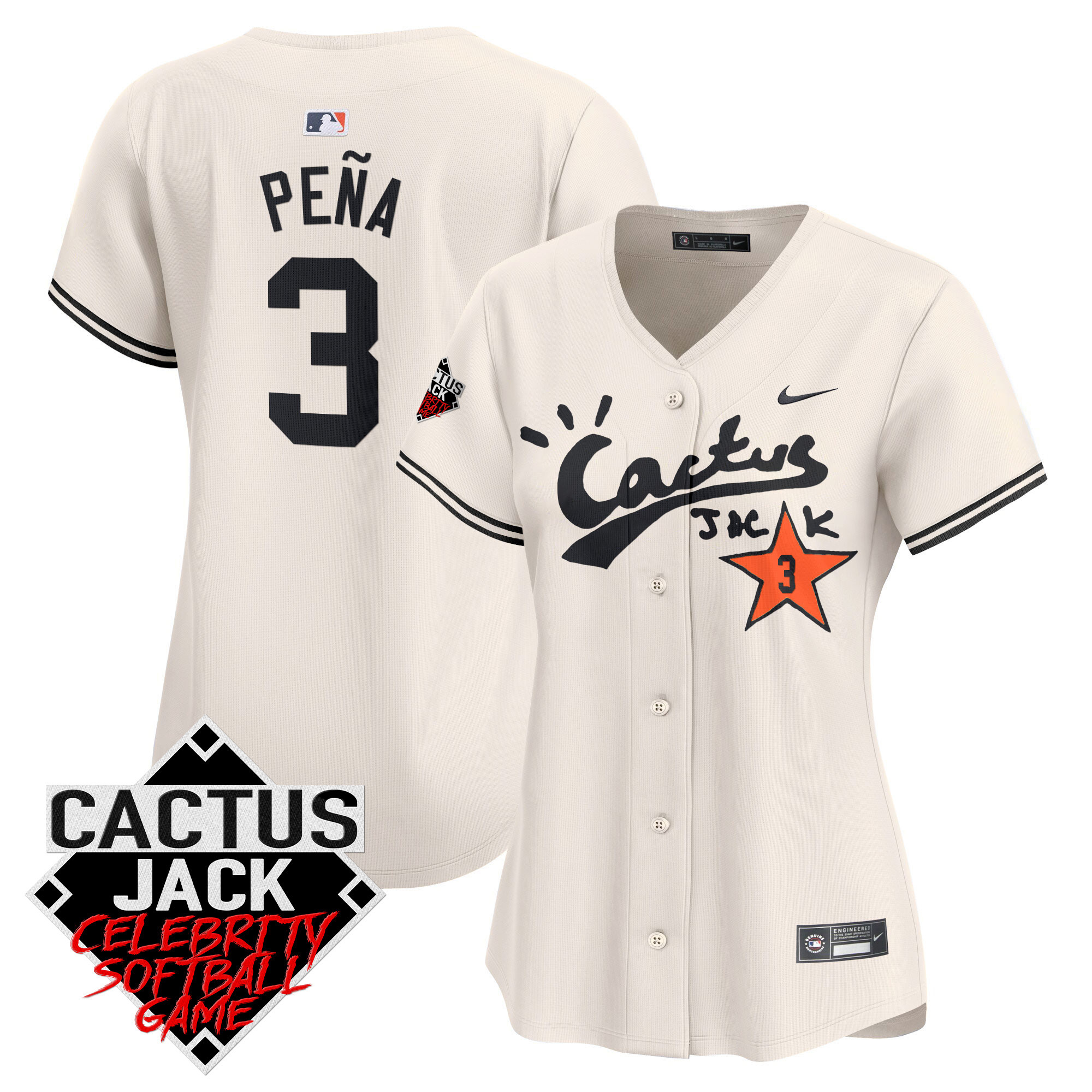 Women's Astros Cactus Jack Celebrity Softball Game Patch Vapor Premier Limited Jersey V2 - All Stitched - Image 3