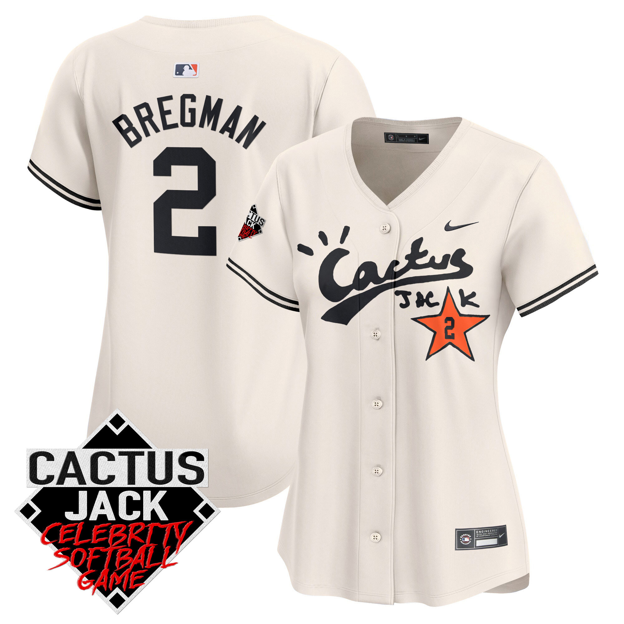 Women's Astros Cactus Jack Celebrity Softball Game Patch Vapor Premier Limited Jersey V2 - All Stitched - Image 4