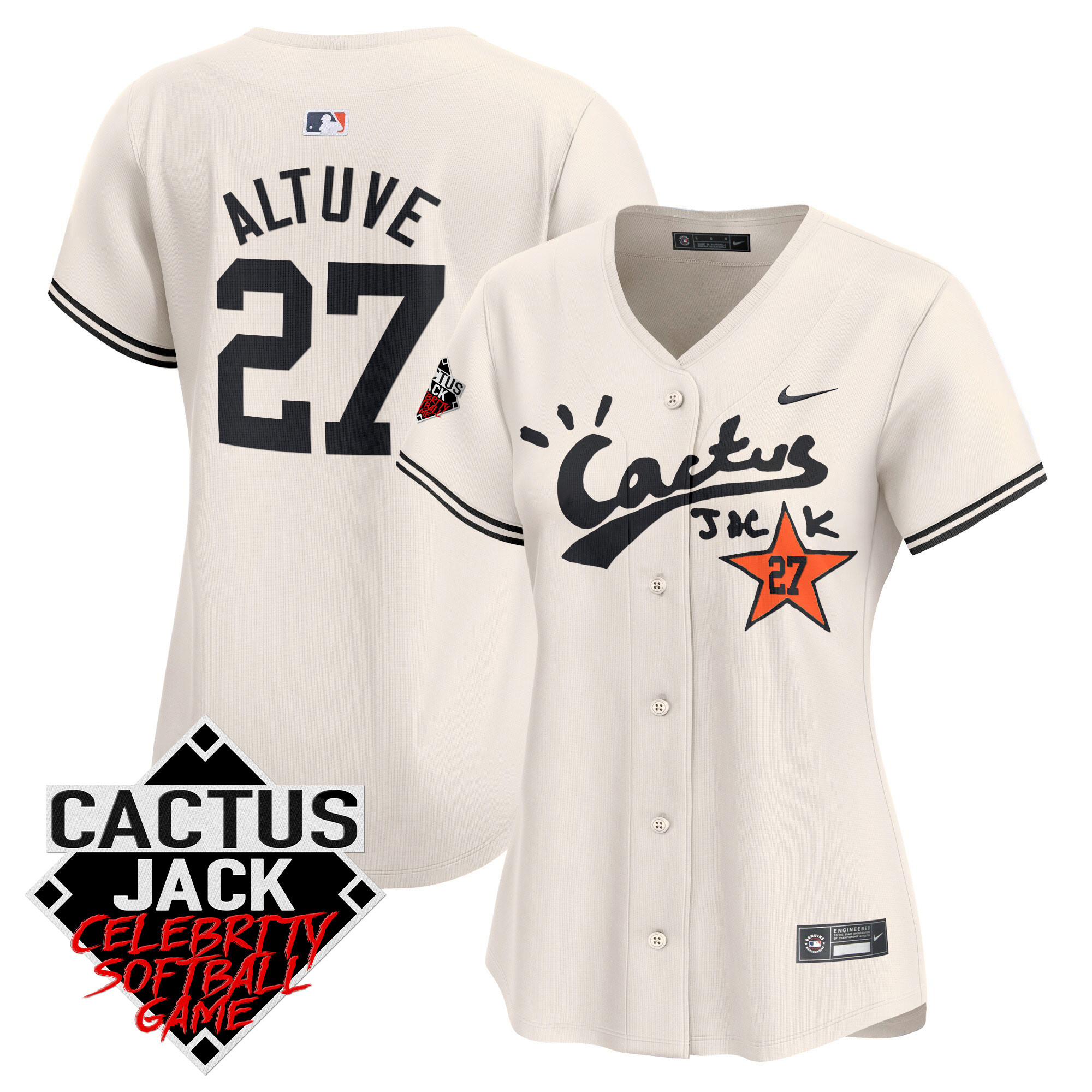 Women's Astros Cactus Jack Celebrity Softball Game Patch Vapor Premier Limited Jersey V2 - All Stitched - Image 5