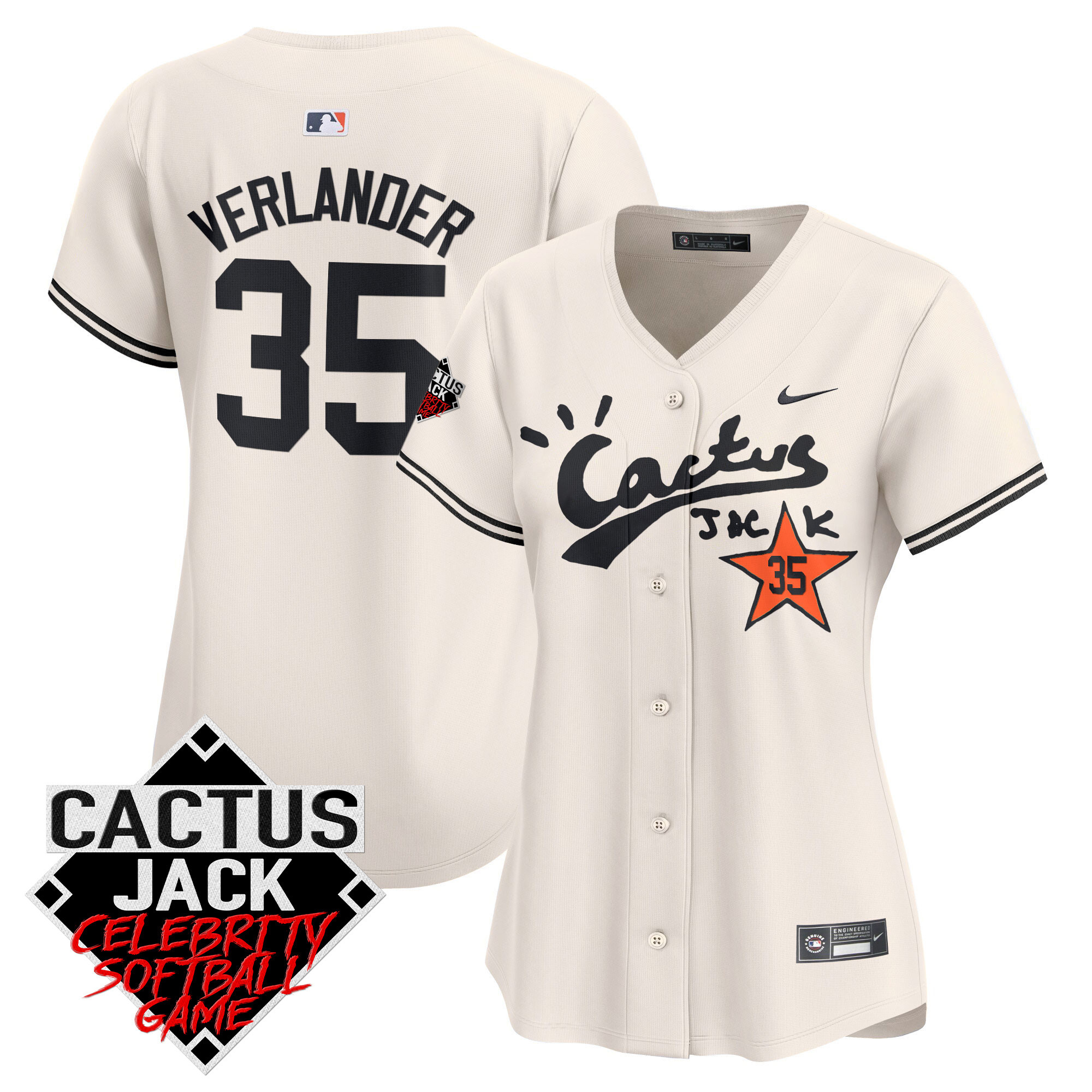 Women's Astros Cactus Jack Celebrity Softball Game Patch Vapor Premier Limited Jersey V2 - All Stitched - Image 7