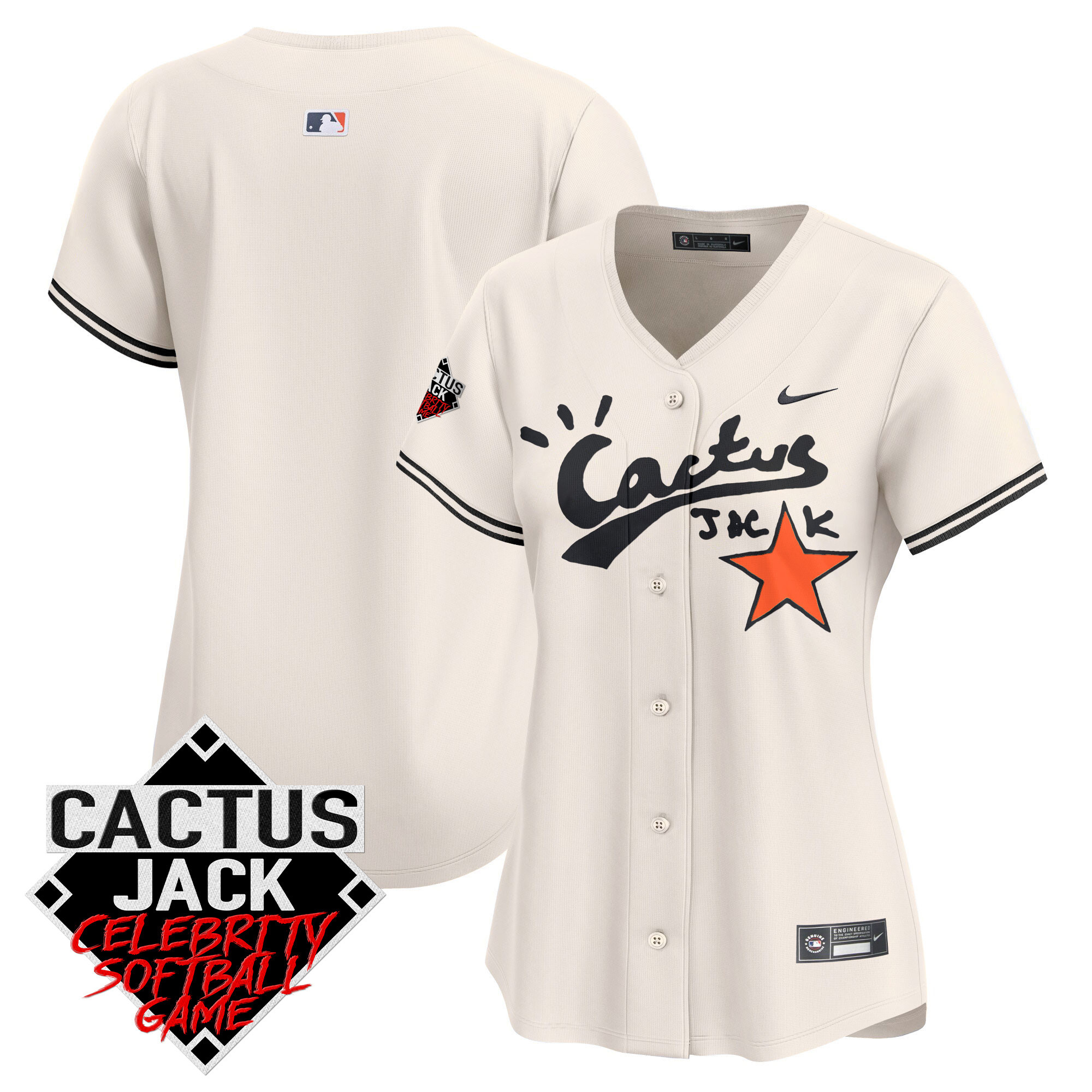 Women's Astros Cactus Jack Celebrity Softball Game Patch Vapor Premier Limited Jersey V2 - All Stitched - Image 9
